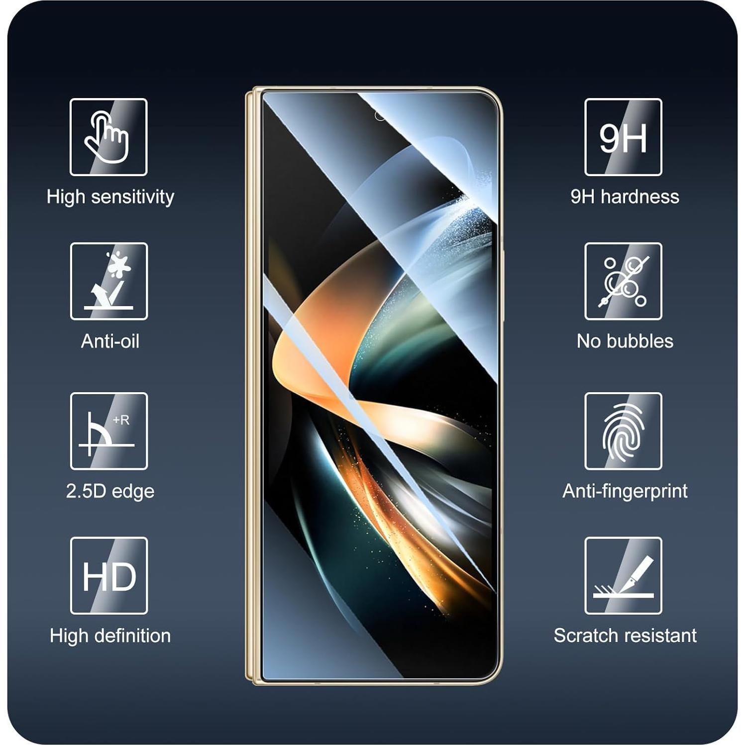 Protector de Pantalla y Lente para Samsung Galaxy Fold 4 - Cristal Templado HD