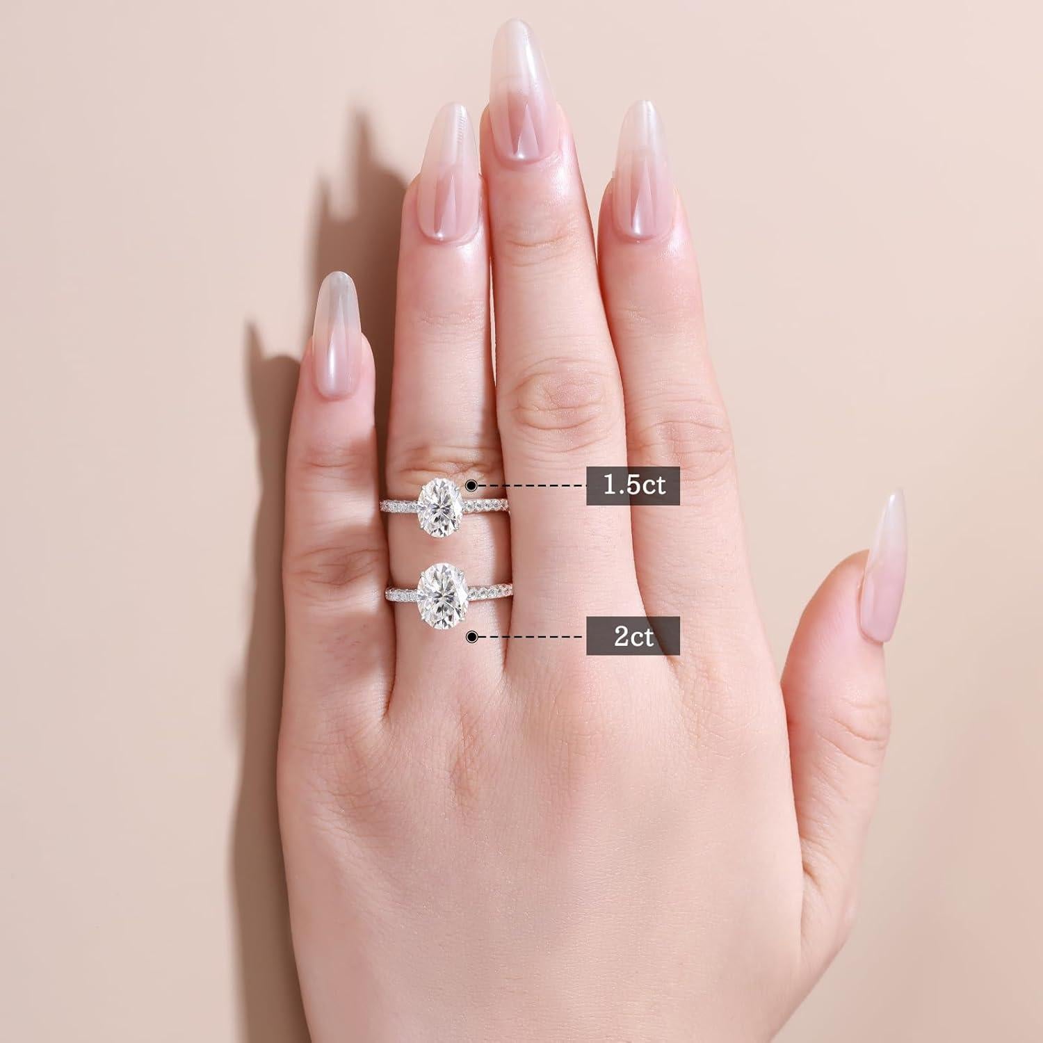 Anillo de Compromiso Moissanita Ovalado 2 Quilates Oro 18K S925