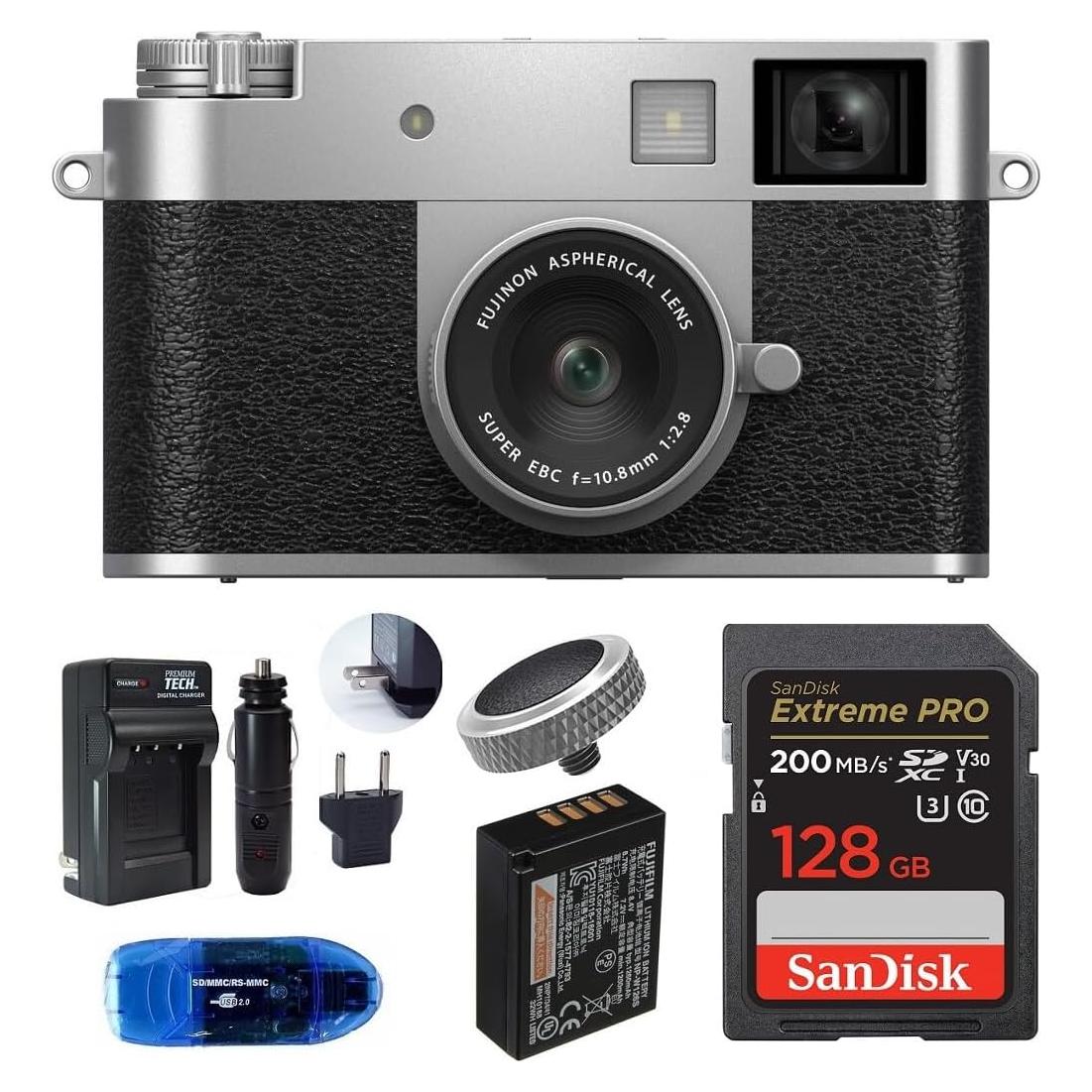 Cámara Digital FUJIFILM X Half Plata + Tarjeta 128GB + Batería