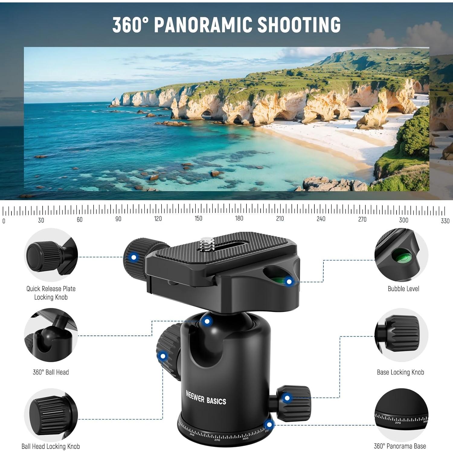 Trípode Monopod NEEWER TP15 Aluminio 180 cm para DSLR y Teléfono