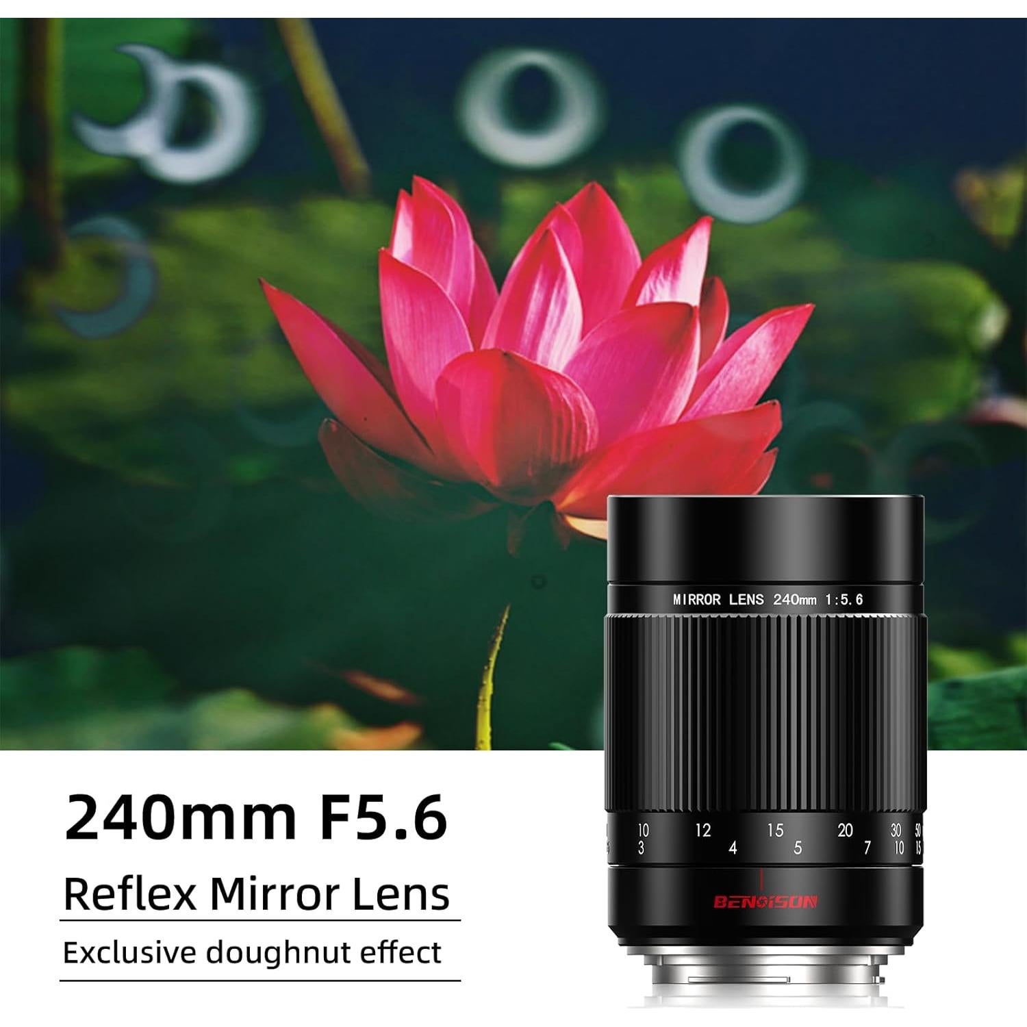 Lente Telefoto Manual BENOISON 240mm f5.6 para Canon EF