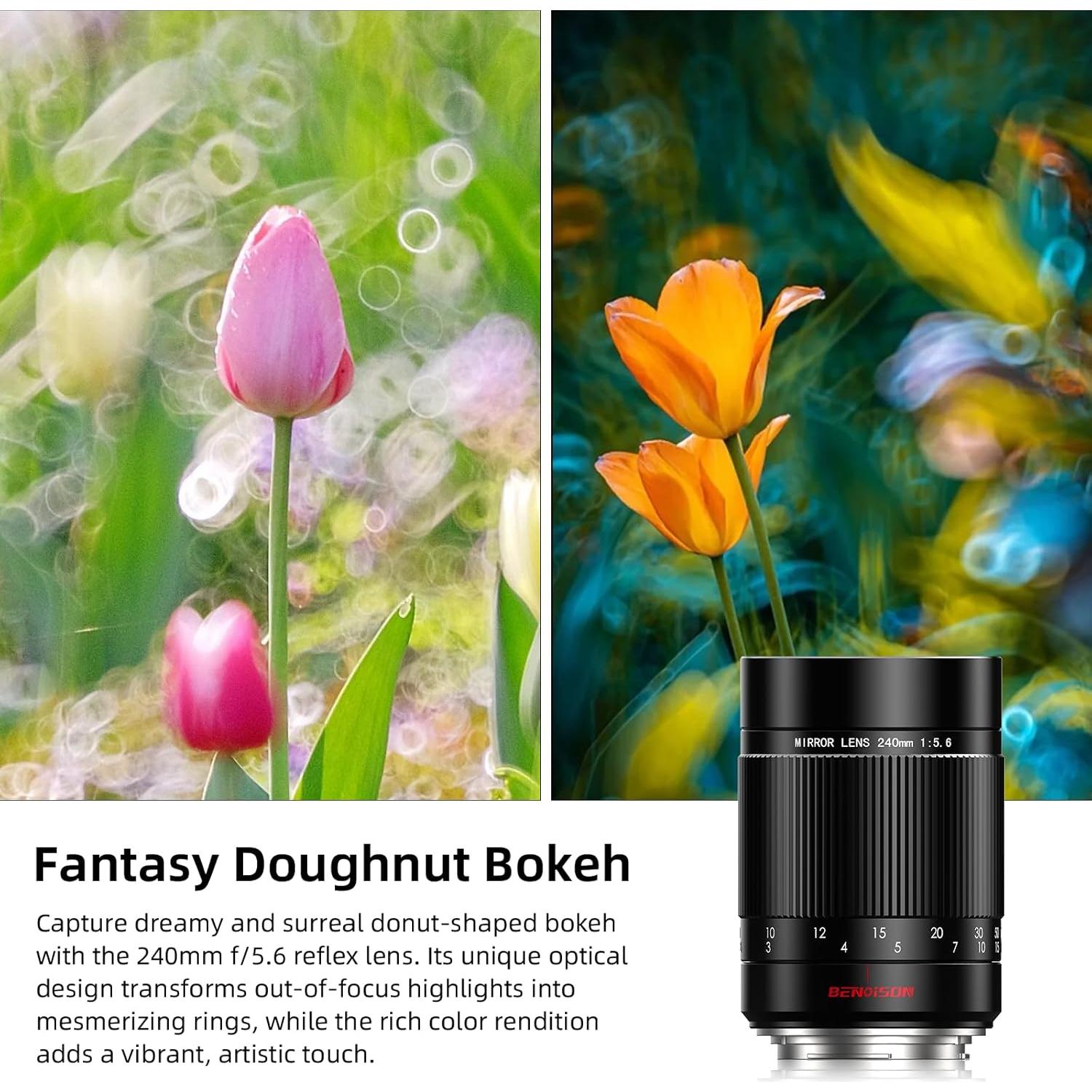 Lente Telefoto Manual BENOISON 240mm f5.6 para Canon EF