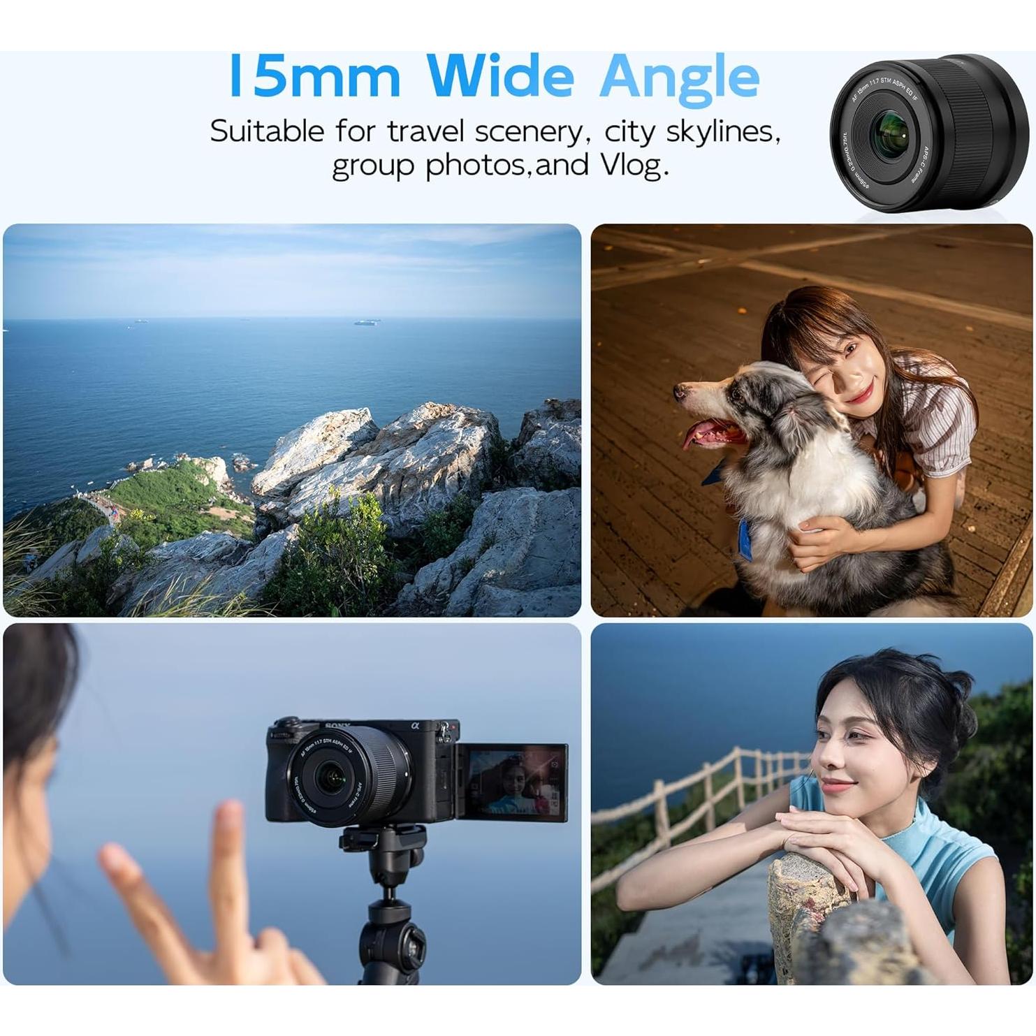 Lente VILTROX AF 15mm F1.7 E para cámaras Sony APS-C