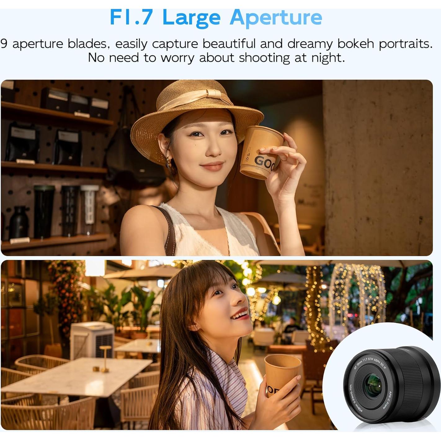 Lente VILTROX AF 15mm F1.7 E para cámaras Sony APS-C