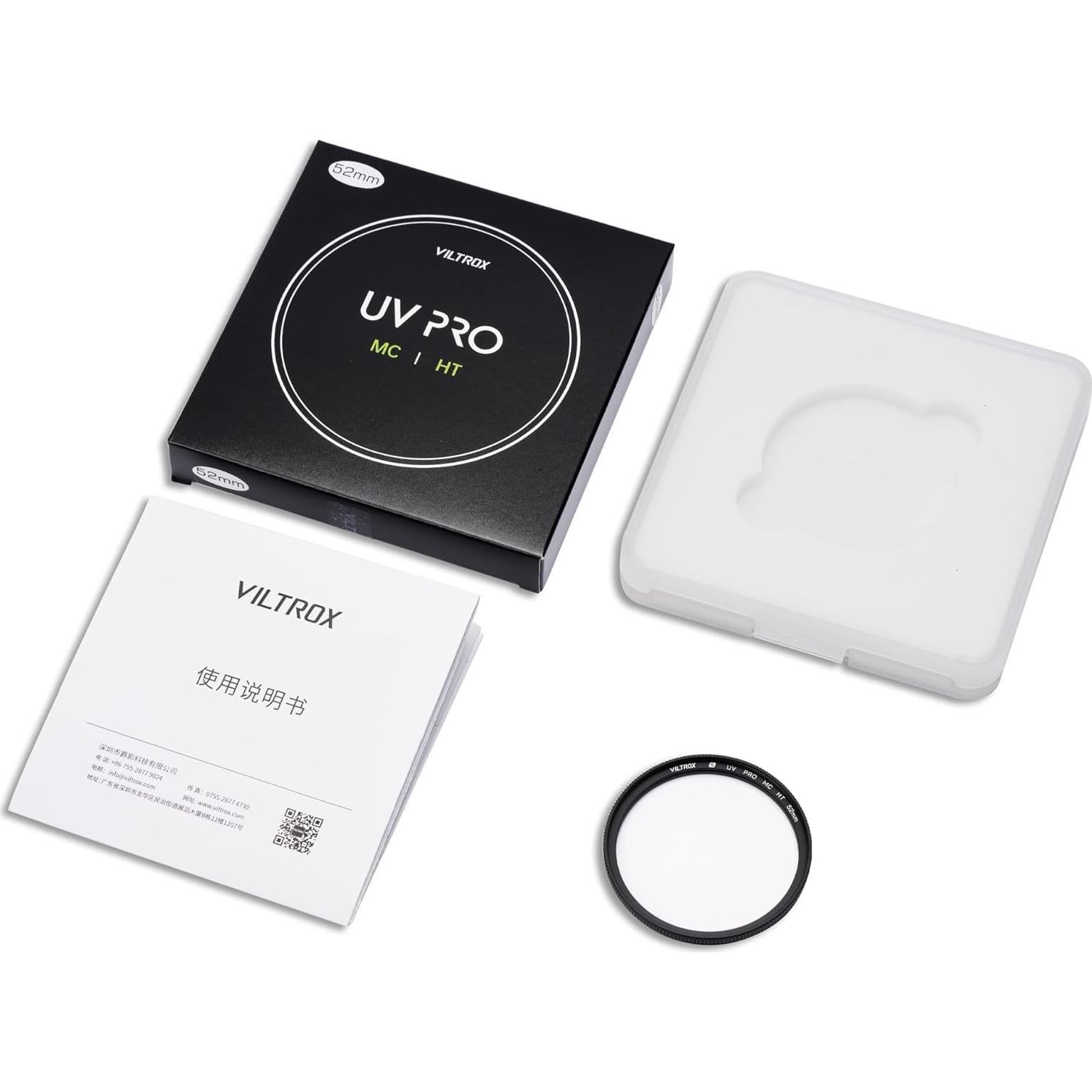 Filtro UV VILTROX 52mm Ultra Delgado 99.5% Transmisión Luz