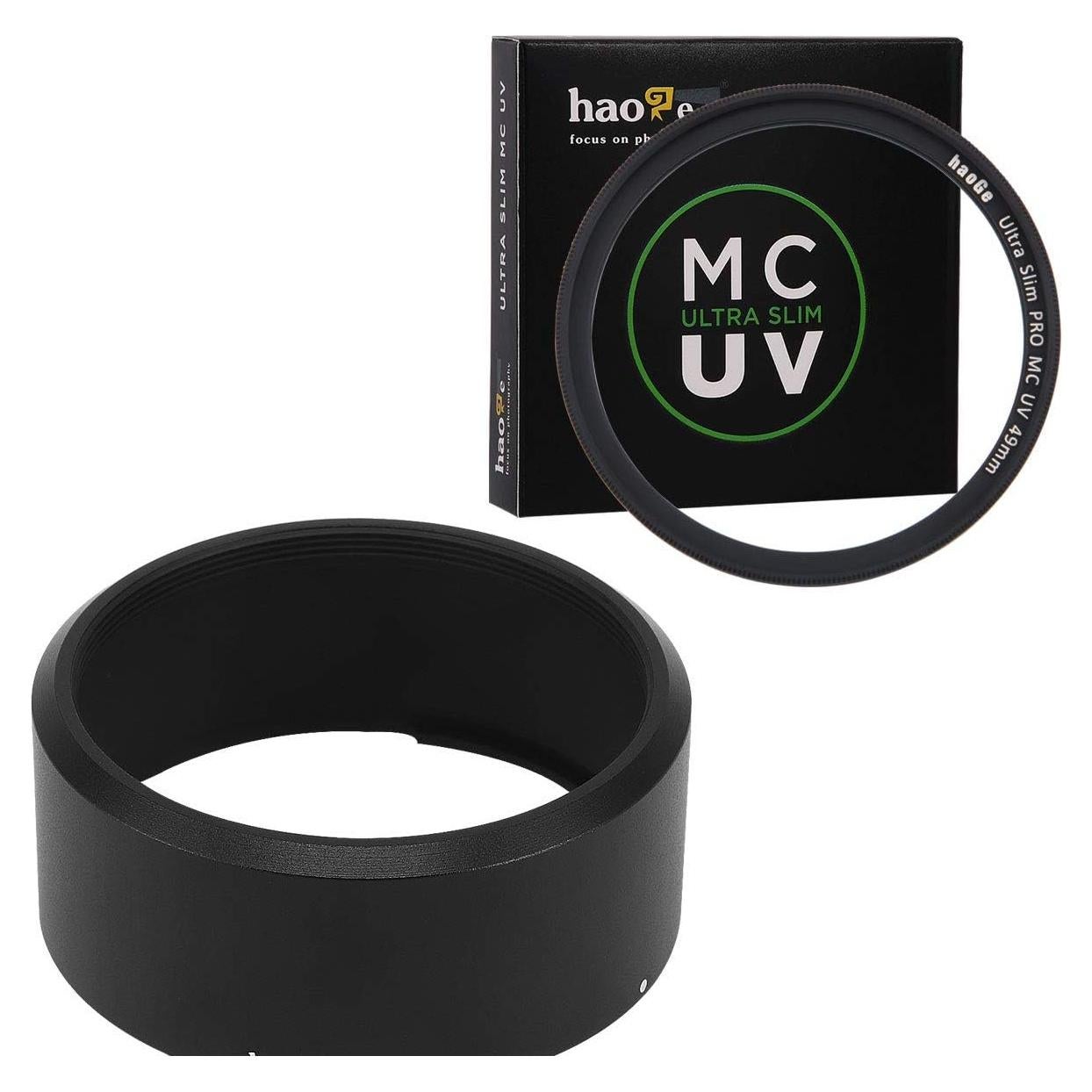 Anillo Adaptador Lente Haoge LAR-GR + Filtro UV 49mm para RICOH GR III