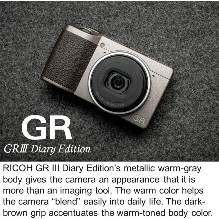 GR III Diary Edition, Metallic Warm-Gray Body with Dark Brown Grip and Natural Silver Ring, Digital Compact Camera with 24MP APS-C Size CMOS Sensor, 28mmF2.8 GR Lens (in The 35mm Format)