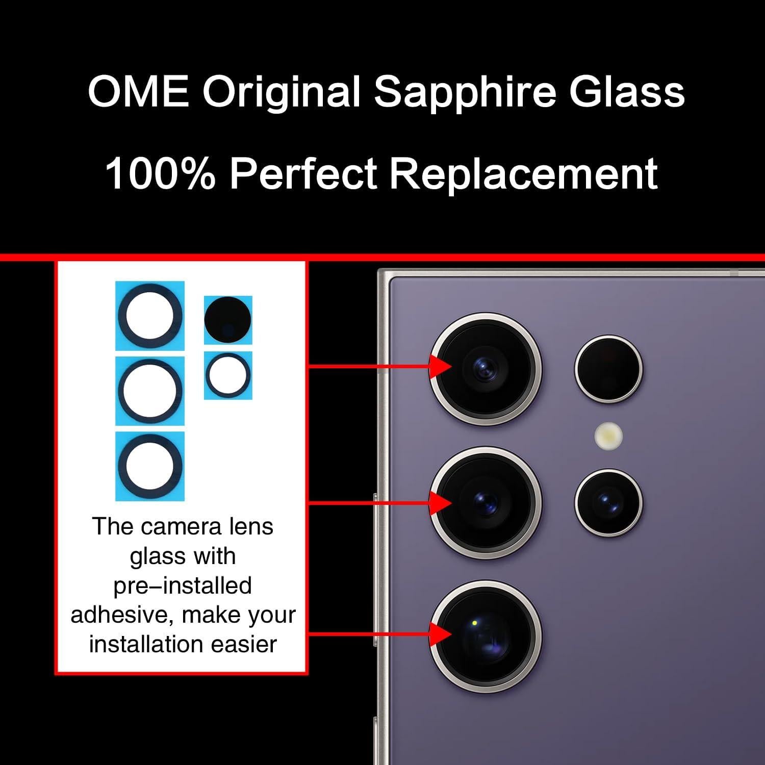 Reemplazo Cristal Lente Cámara Samsung Galaxy S24 Ultra 2PCS