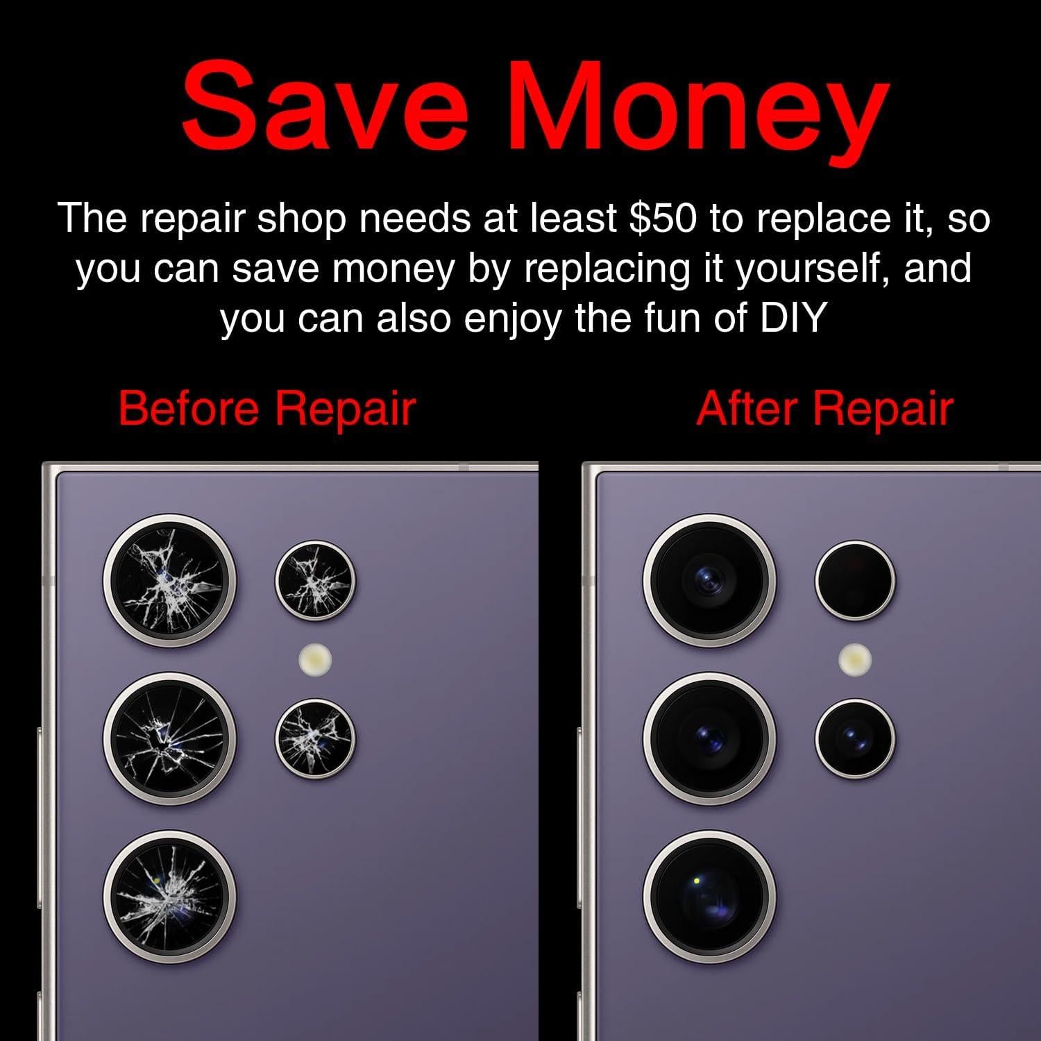 Reemplazo Cristal Lente Cámara Samsung Galaxy S24 Ultra 2PCS