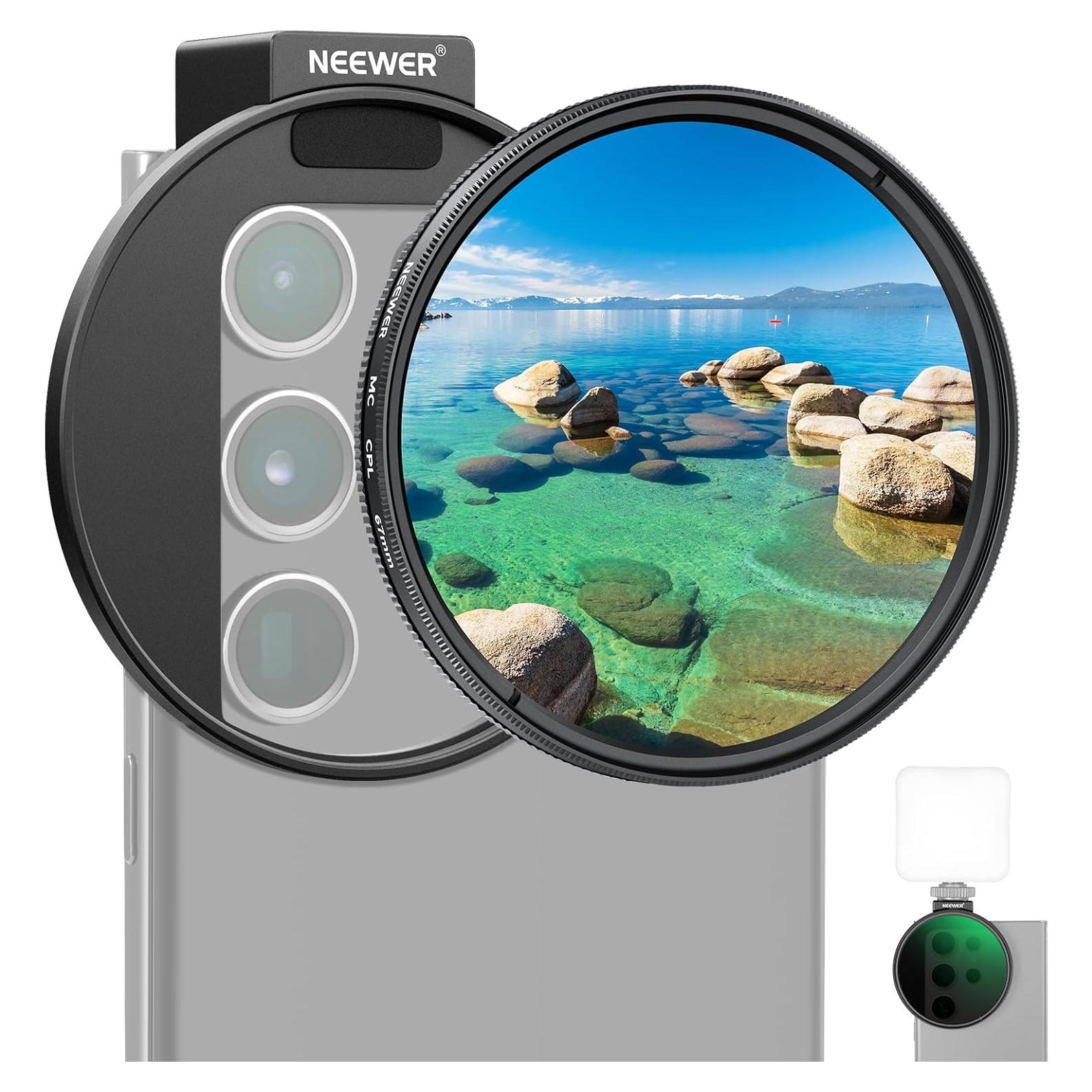 Kit de Filtros CPL 67mm NEEWER para Teléfonos con Abrazadera