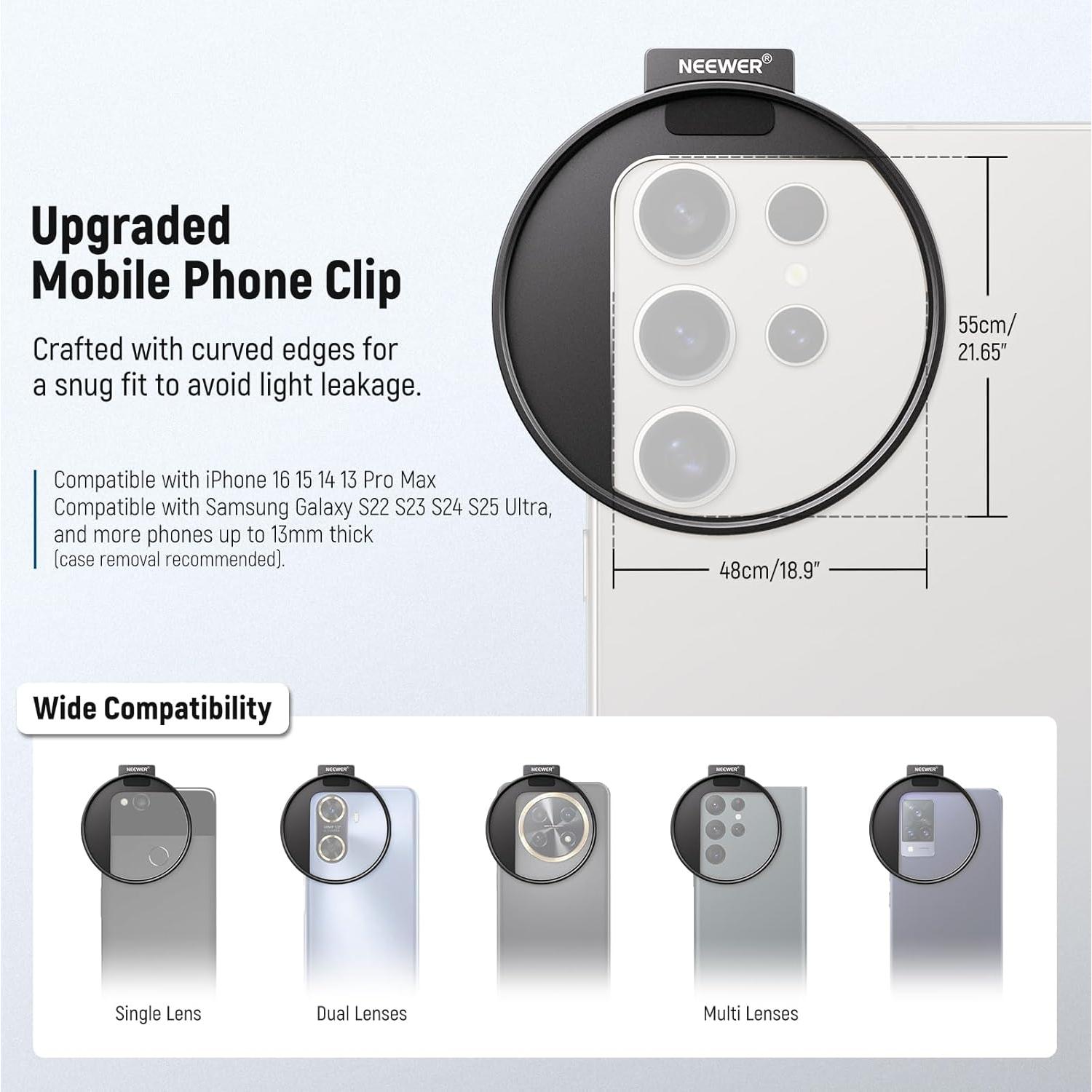 Kit de Filtros CPL 67mm NEEWER para Teléfonos con Abrazadera