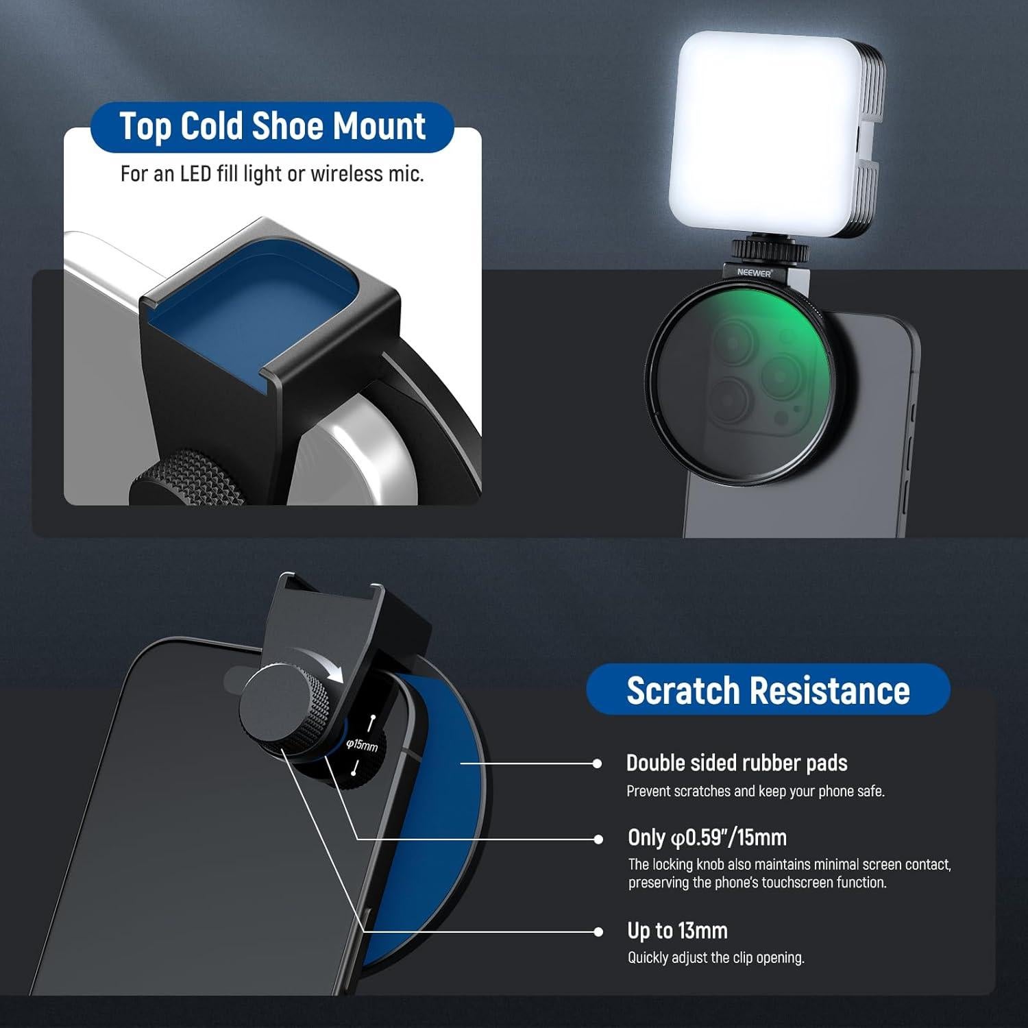 Kit de Filtros CPL 67mm NEEWER para Teléfonos con Abrazadera