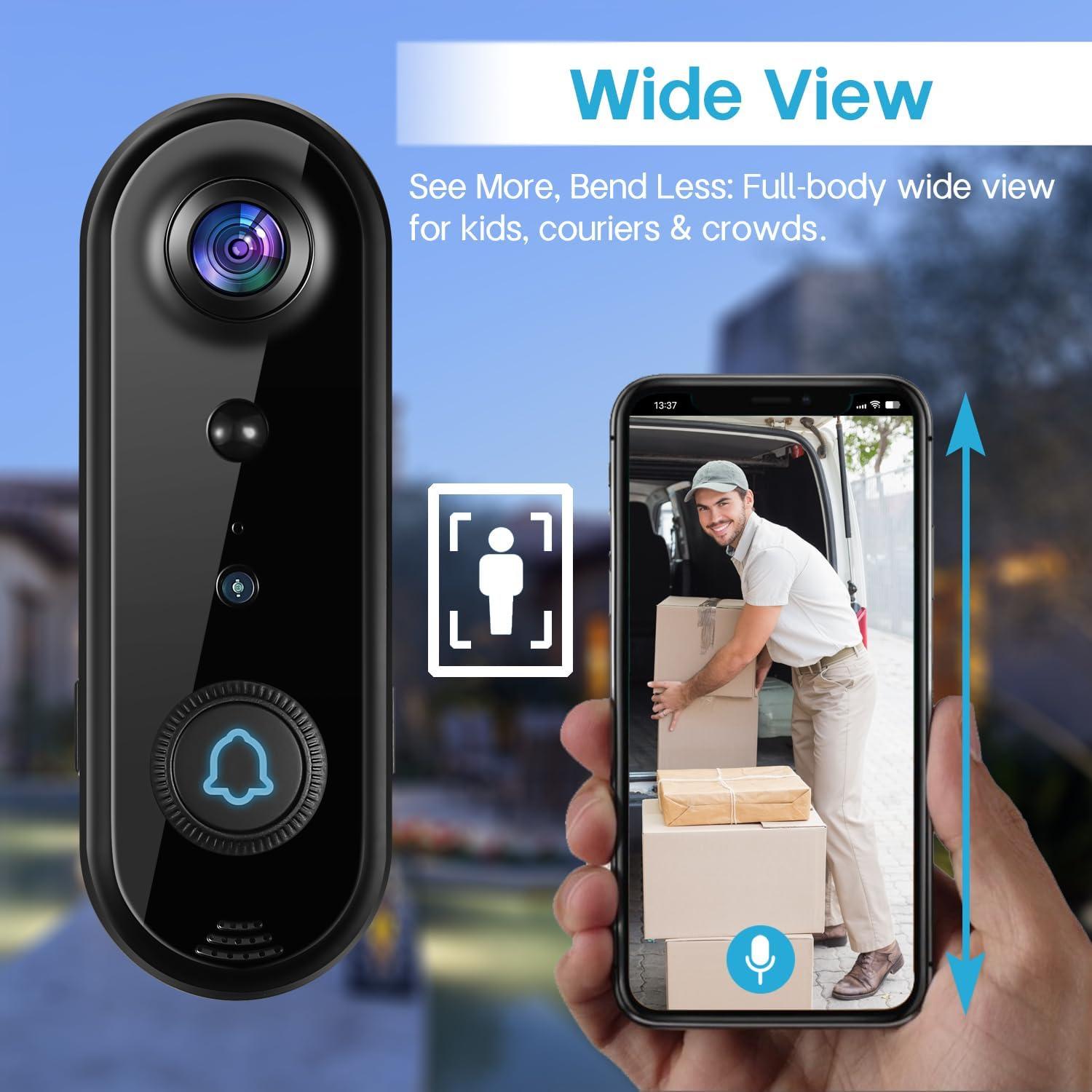 Cámara de Timbre Inalámbrica Taishixing 1080p con AI y Visión Nocturna