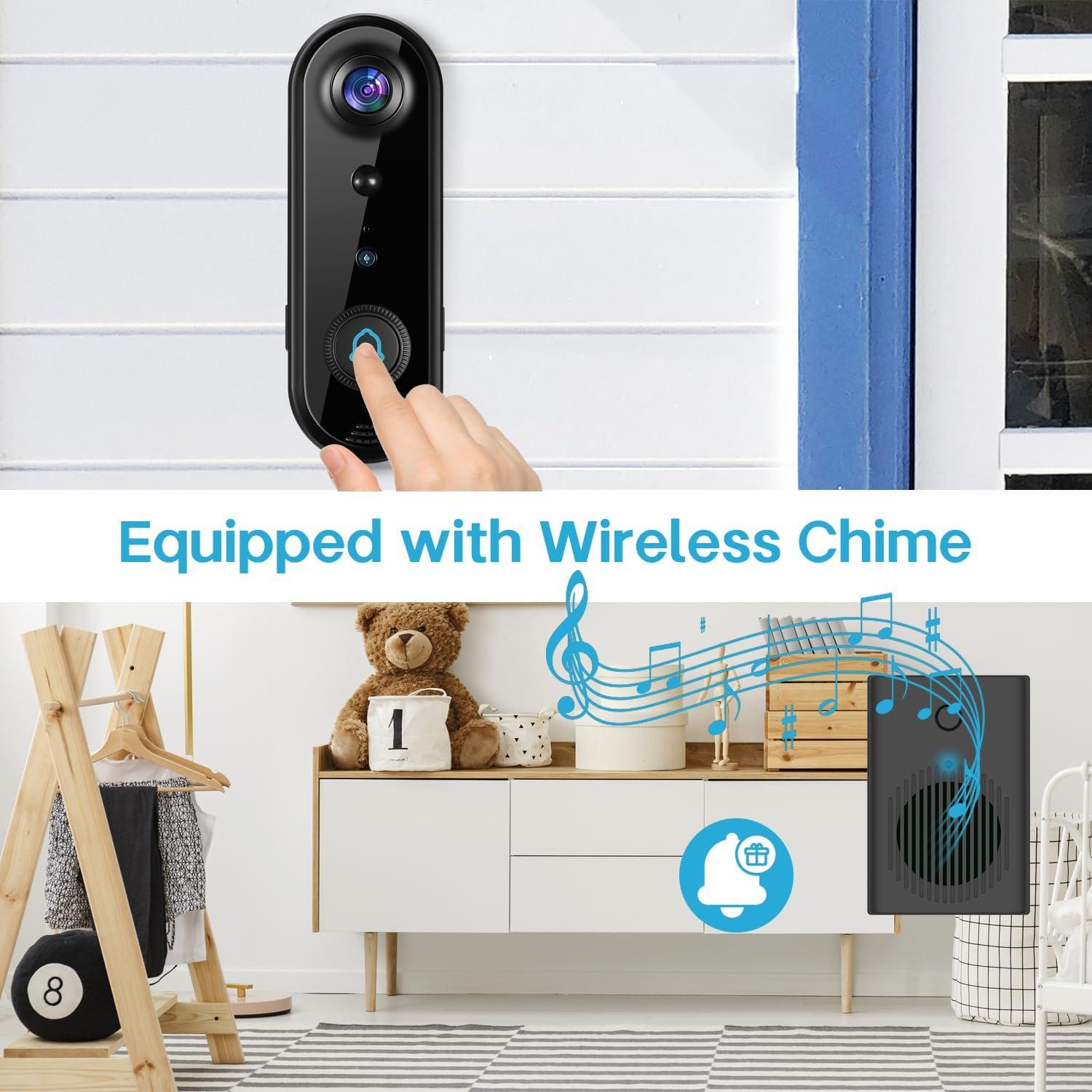 Cámara de Timbre Inalámbrica Taishixing 1080p con AI y Visión Nocturna