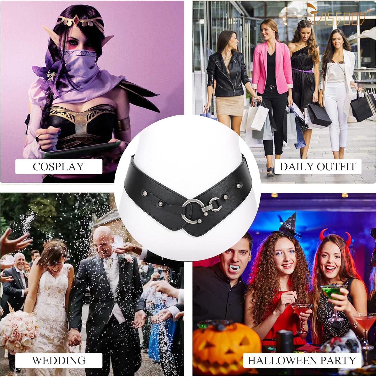 Cinturón Elástico Ancho JASGOOD para Mujeres Negro 73.5x12cm