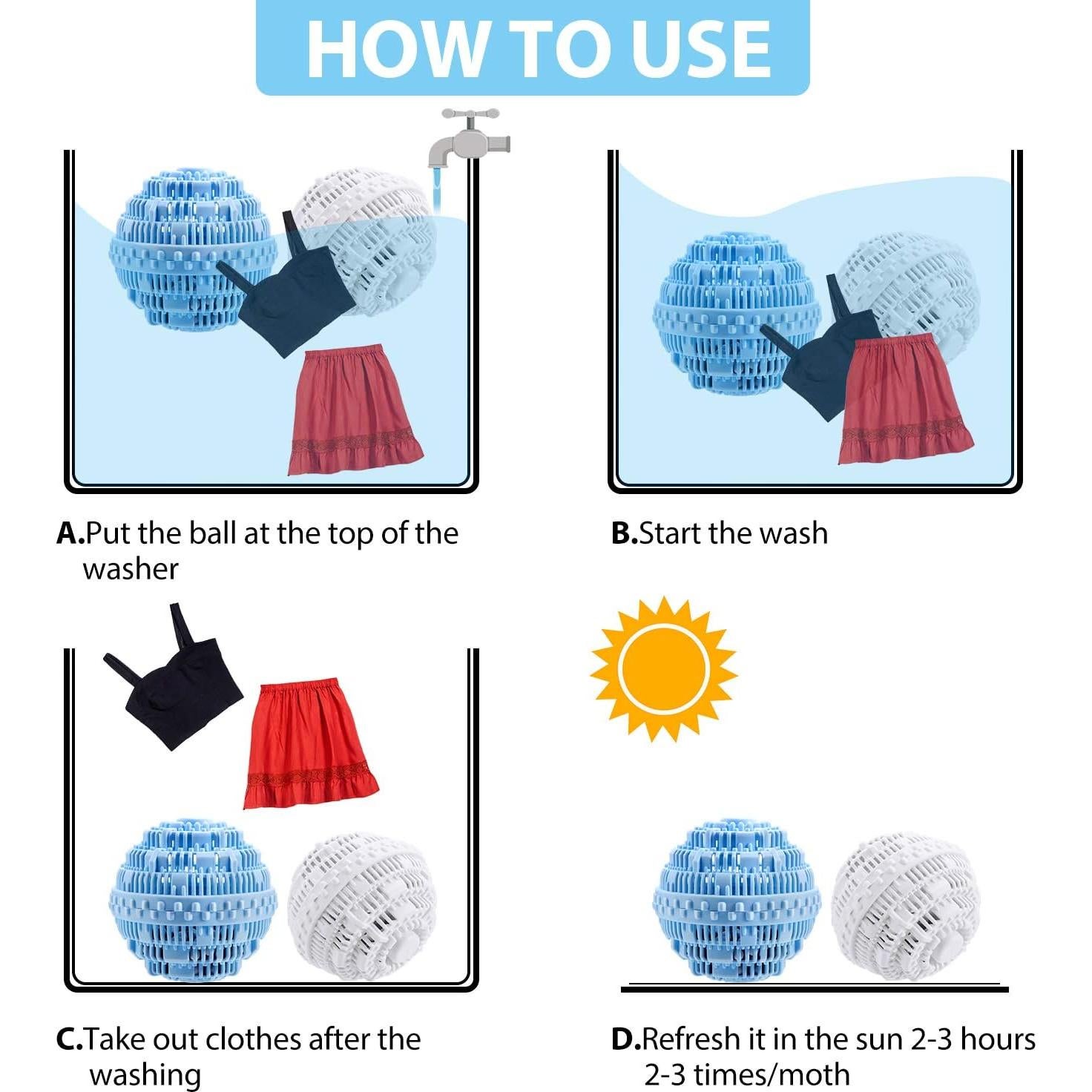 Bola de Lavado Boao 4 Piezas TPE 10.5 cm Azul y Blanco