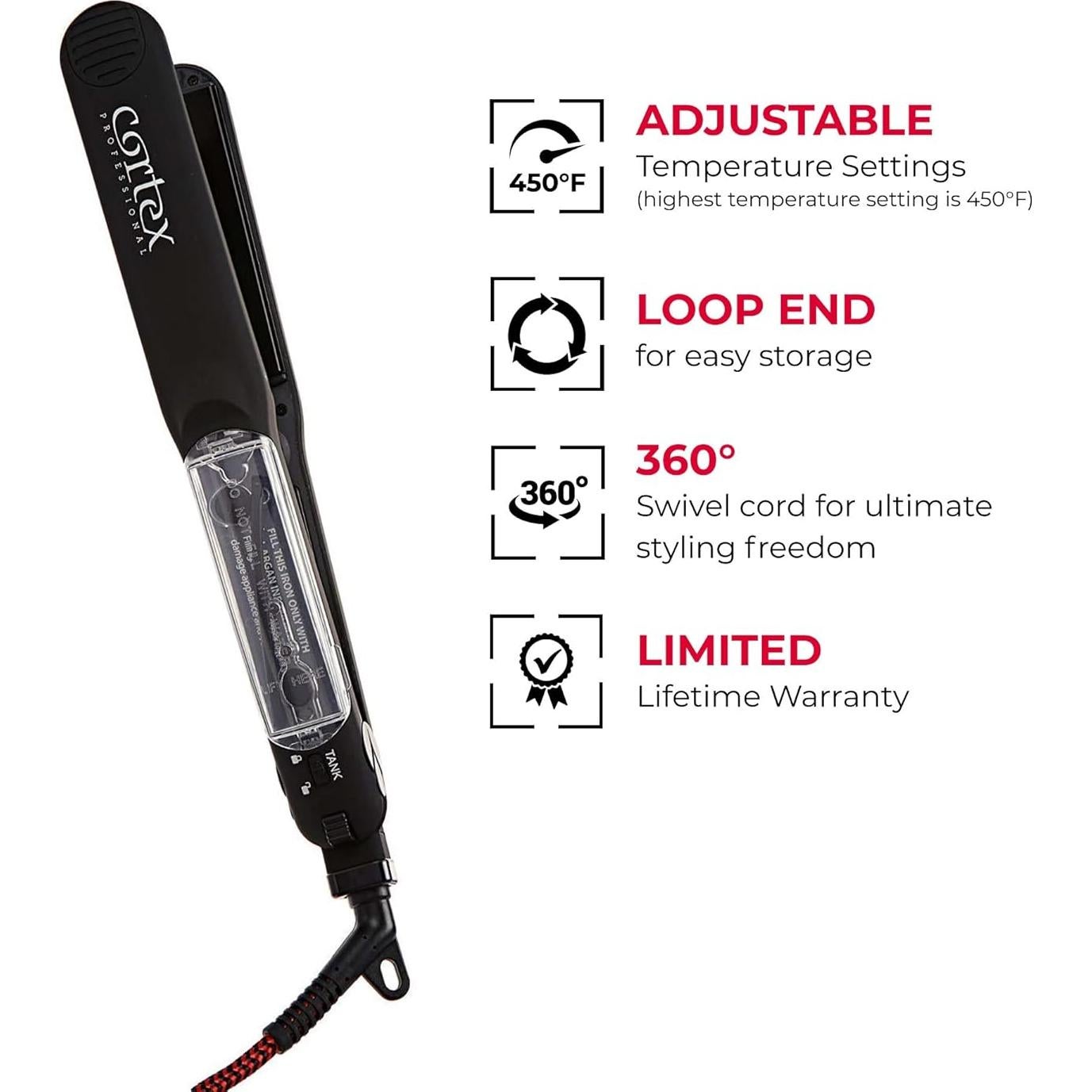 Plancha de Pelo Cortex Professional 1.25" Cerámica Argán Doble Voltaje