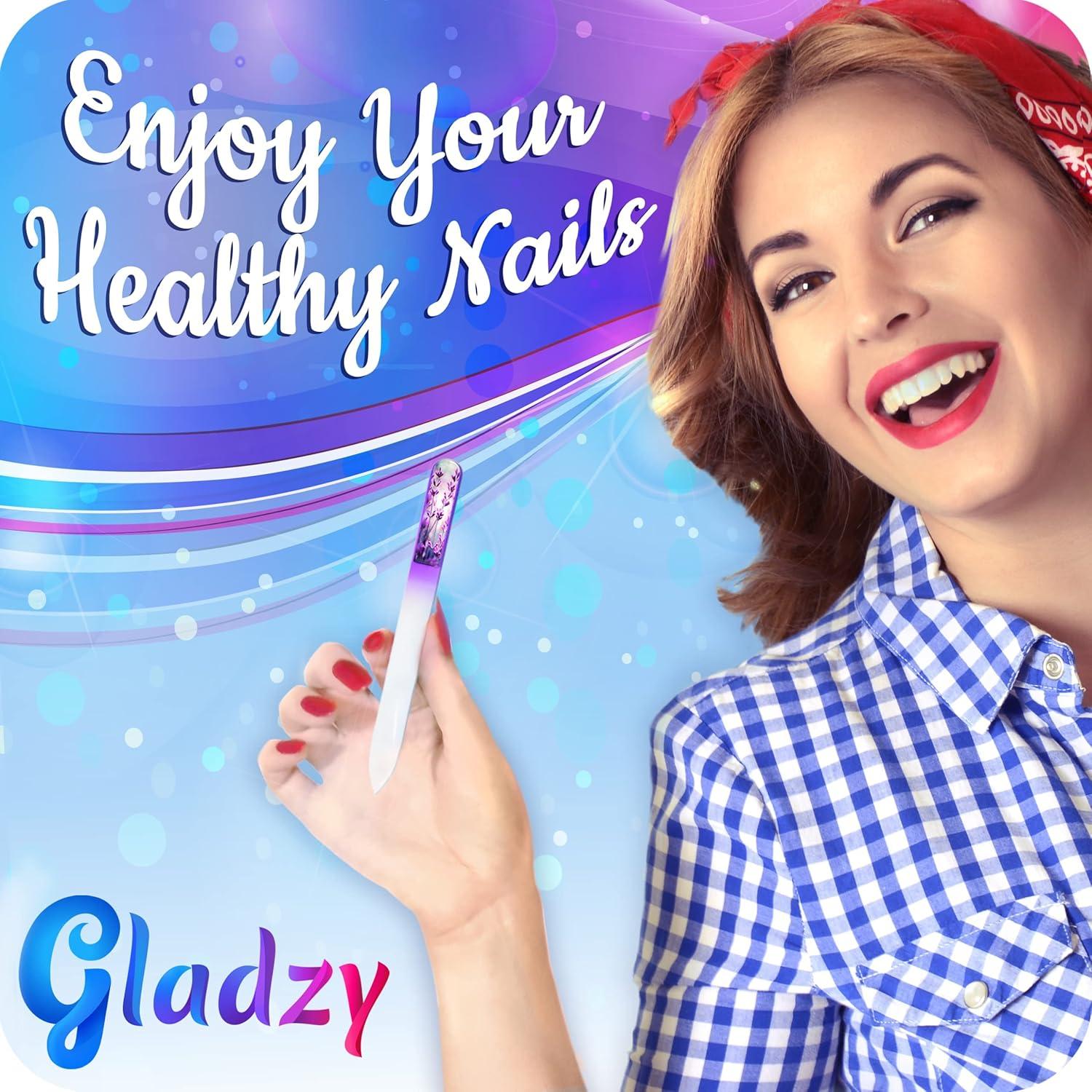 Lima de Uñas de Cristal Gladzy 3D - Doble Cara, 16cm