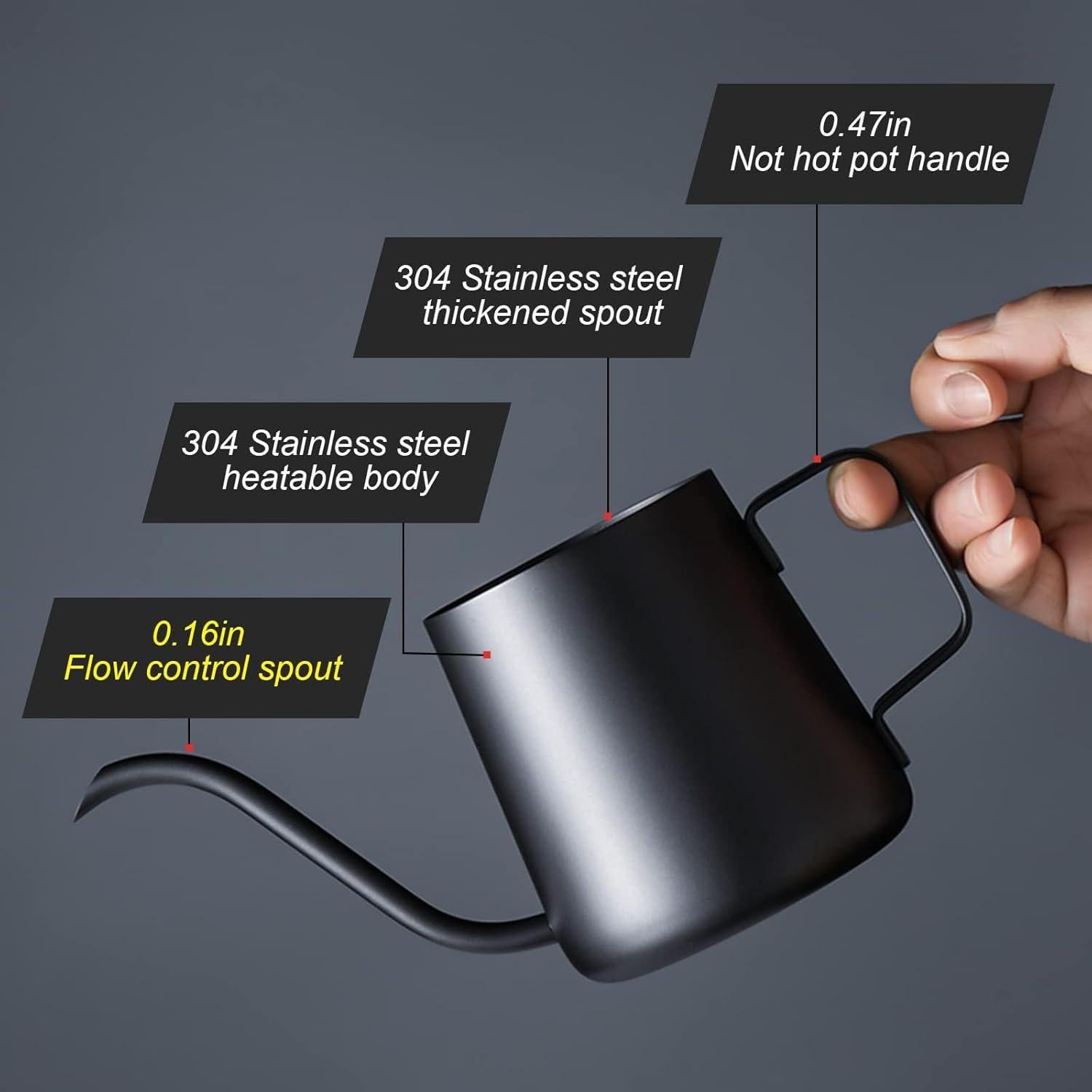 Tetera PARACITY de Acero Inoxidable 350ml con Pico de Ganso