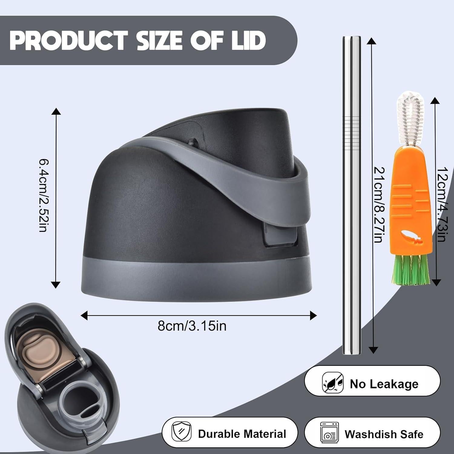 Tapa de Reemplazo Owala Freesip con Popote y Cepillo - Negro
