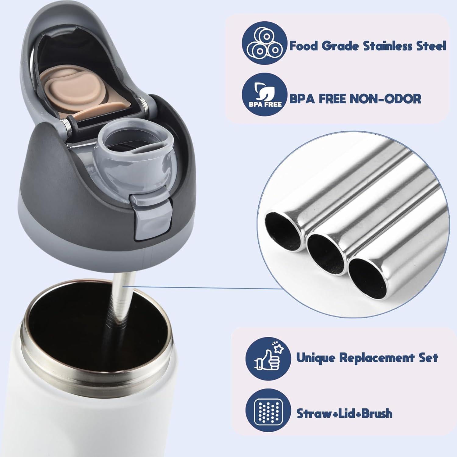 Tapa de Reemplazo Owala Freesip con Popote y Cepillo - Negro