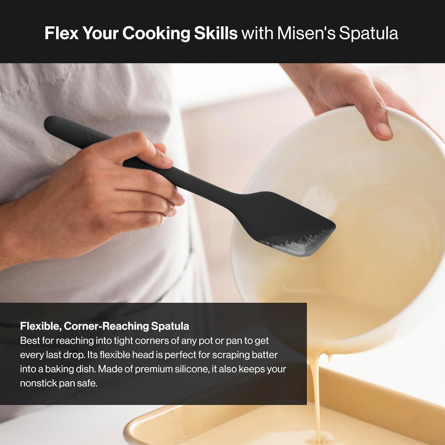 Espátula de Silicona Misen Grande Antiadherente - Apta para Lavavajillas