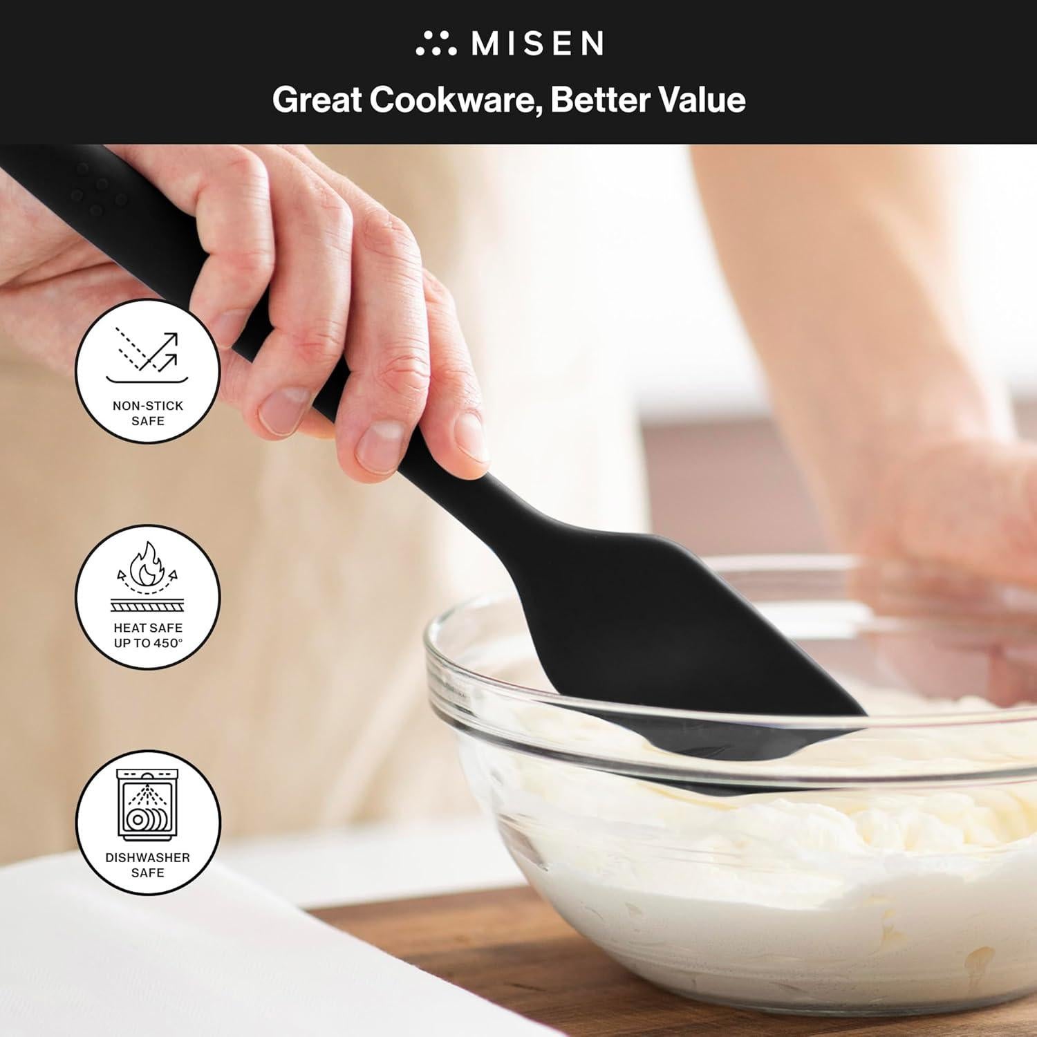 Espátula de Silicona Misen Grande Antiadherente - Apta para Lavavajillas