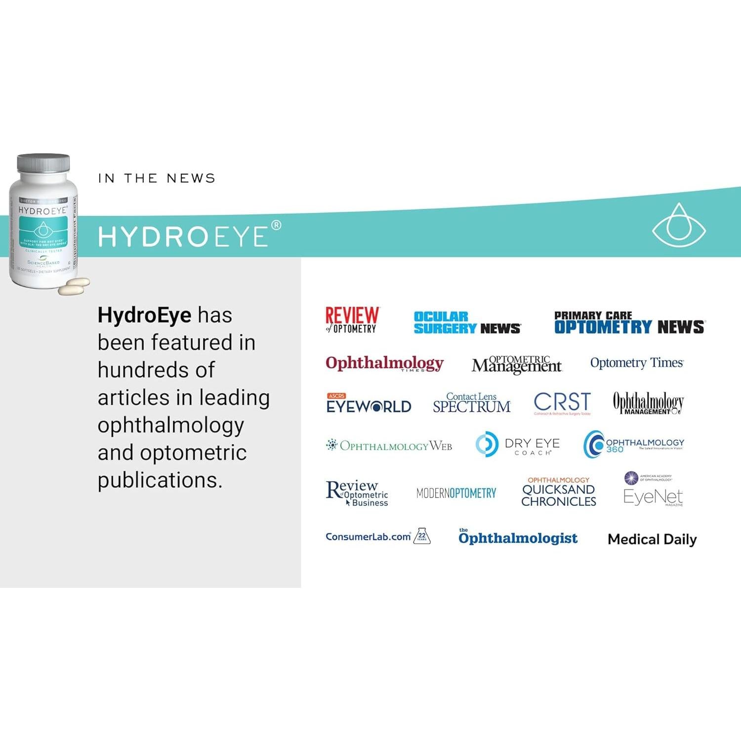 Suplemento Ocular HydroEye ScienceBased Health - 120 Softgels