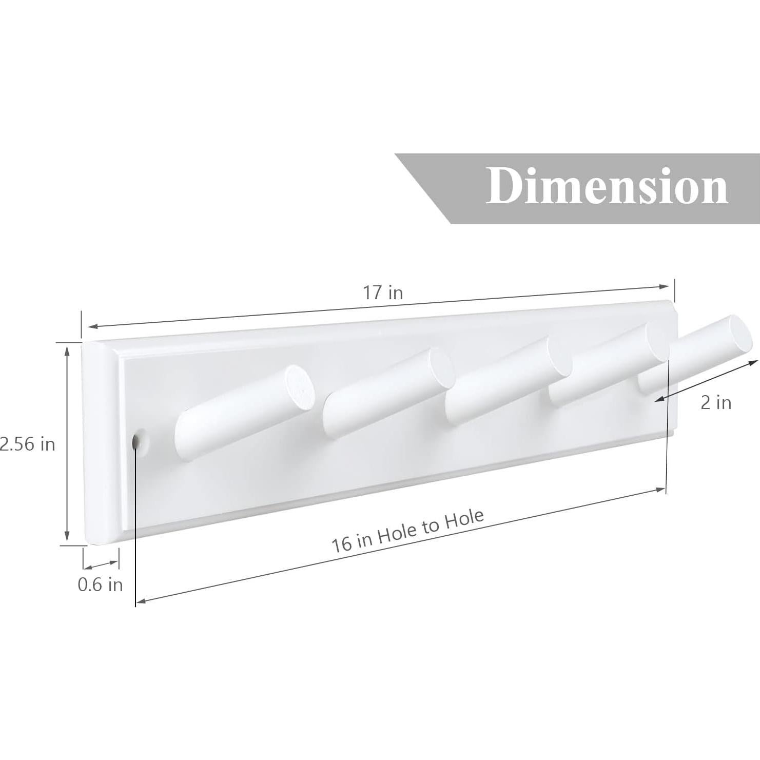 Perchero de Madera Horkmous Blanco 5 Ganchos 43.18 cm
