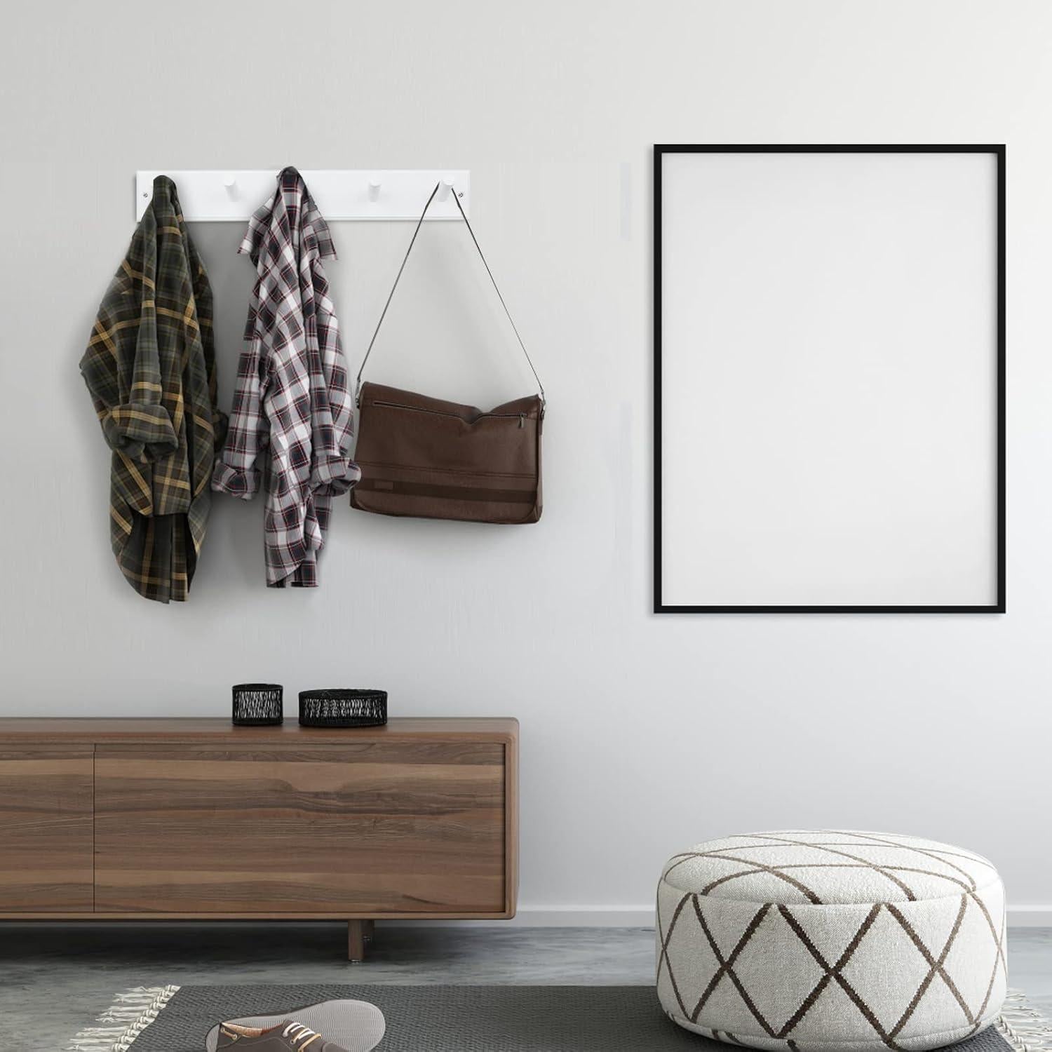 Perchero de Madera Horkmous Blanco 5 Ganchos 43.18 cm