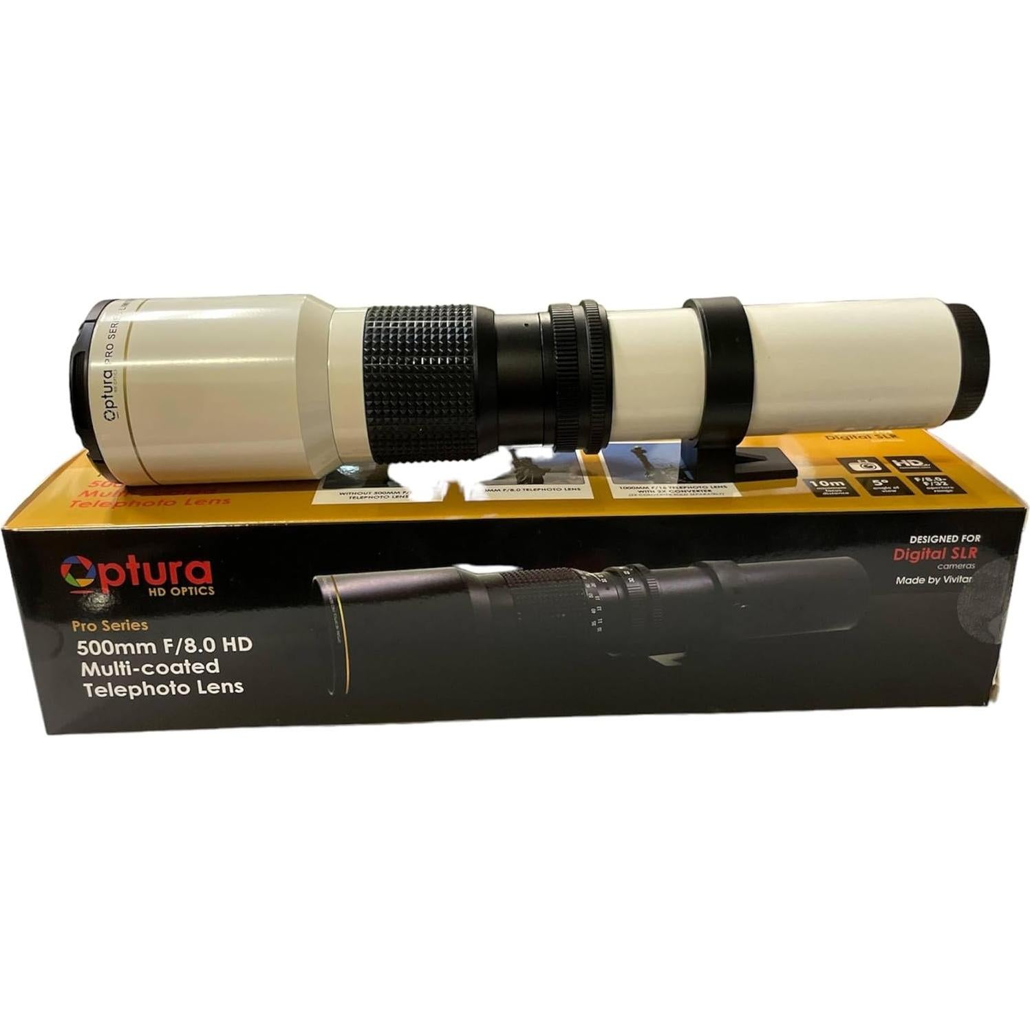 Lente Telefoto Manual OPTURA HD 500mm f/8 para Canon EOS