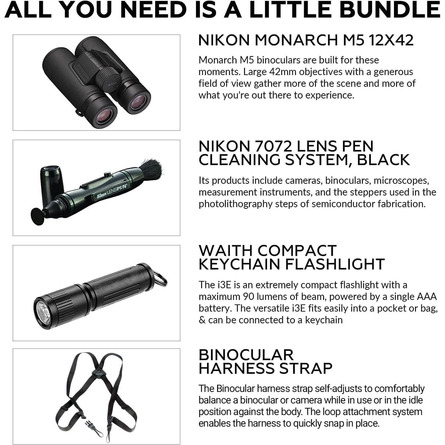 Binoculares Nikon Monarch M5 12x42 A Prueba de Agua con Accesorios