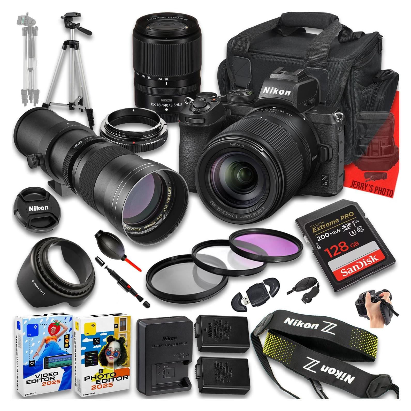 Cámara Sin Espejo Nikon Z50 + Lente 18-140mm + Telefoto 420-800mm