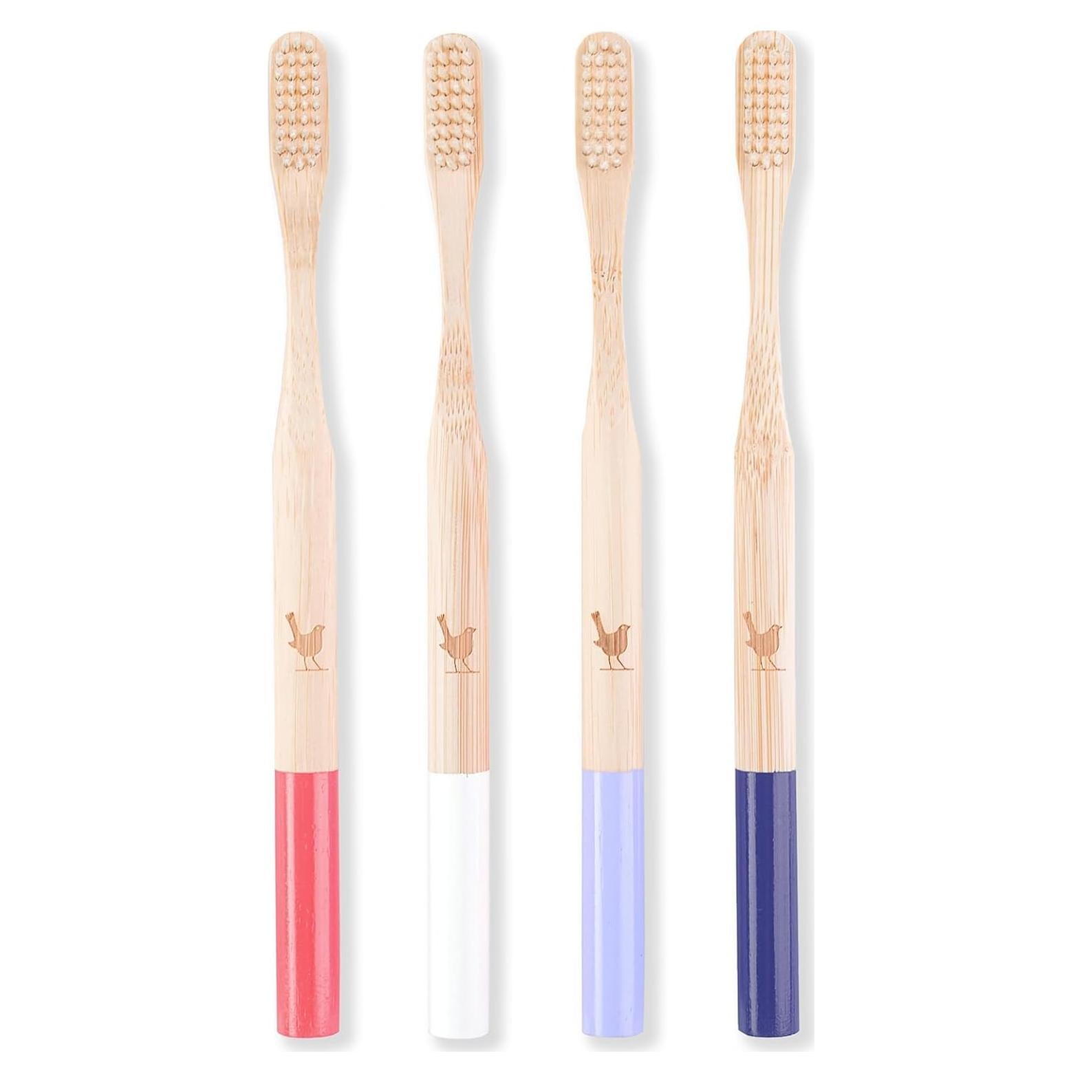 Cepillo de dientes de bambú Native Birds set de 4 cerdas medianas