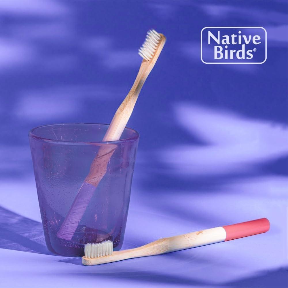 Cepillo de dientes de bambú Native Birds set de 4 cerdas medianas