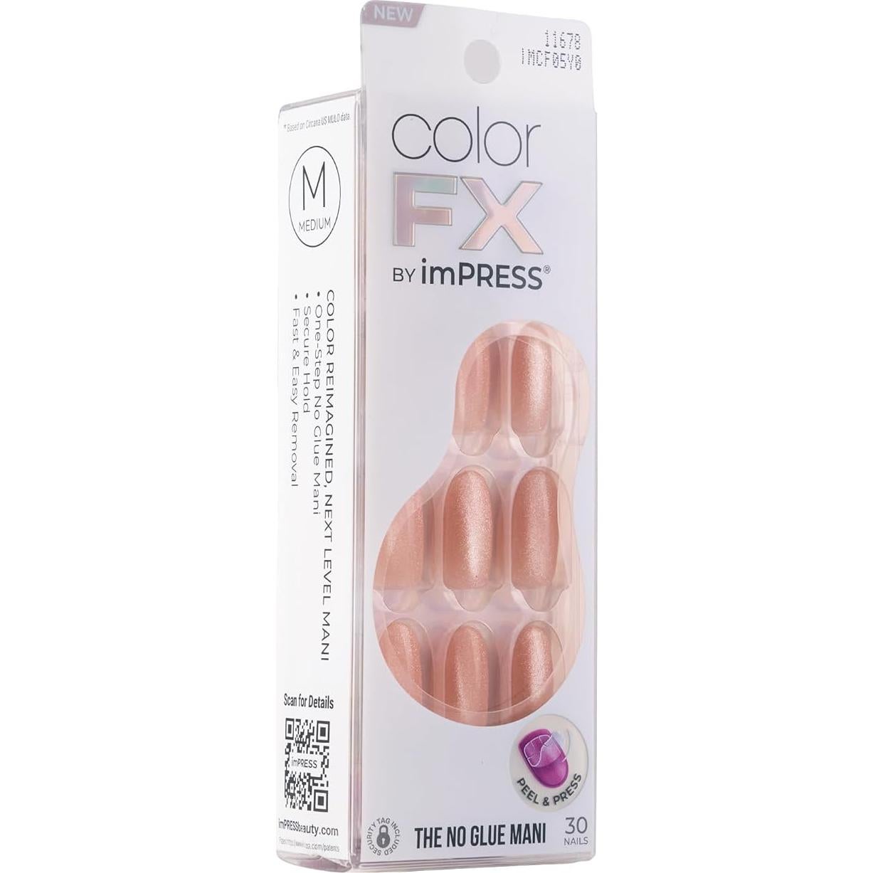 KISS imPRESS Uñas Postizas Sin Pegamento 30 Pcs Medianas