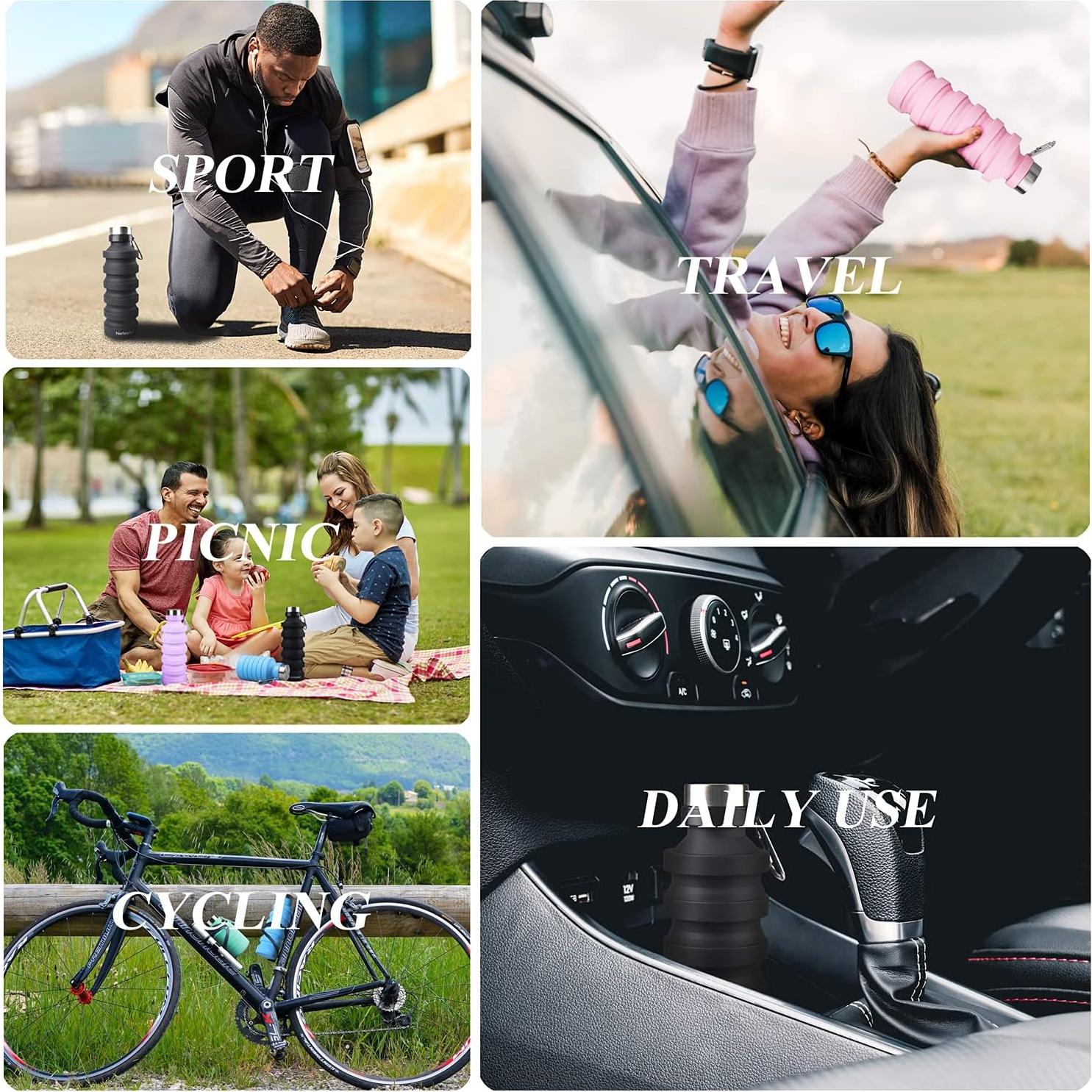 Botella de Agua Plegable Nefeeko 532ml Silicona a Prueba de Fugas