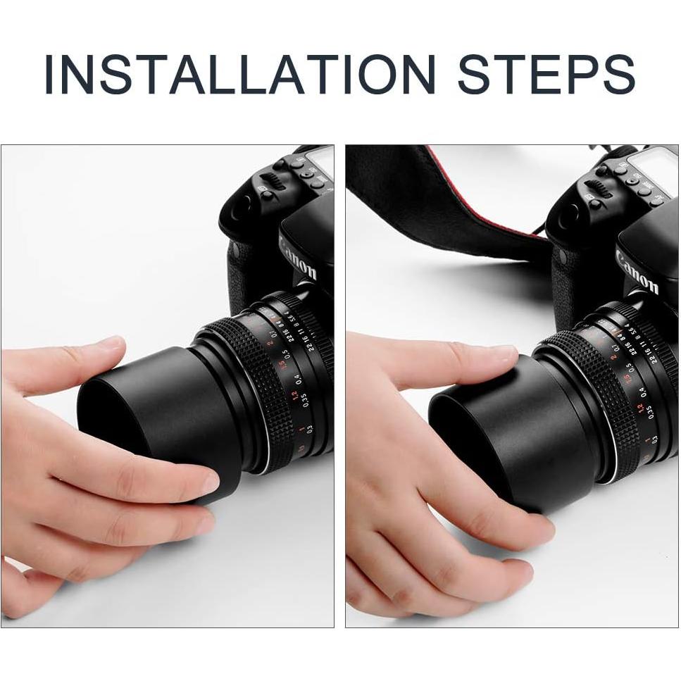 Capucha de lente tele de metal 52 mm + tapa pinza 58 mm