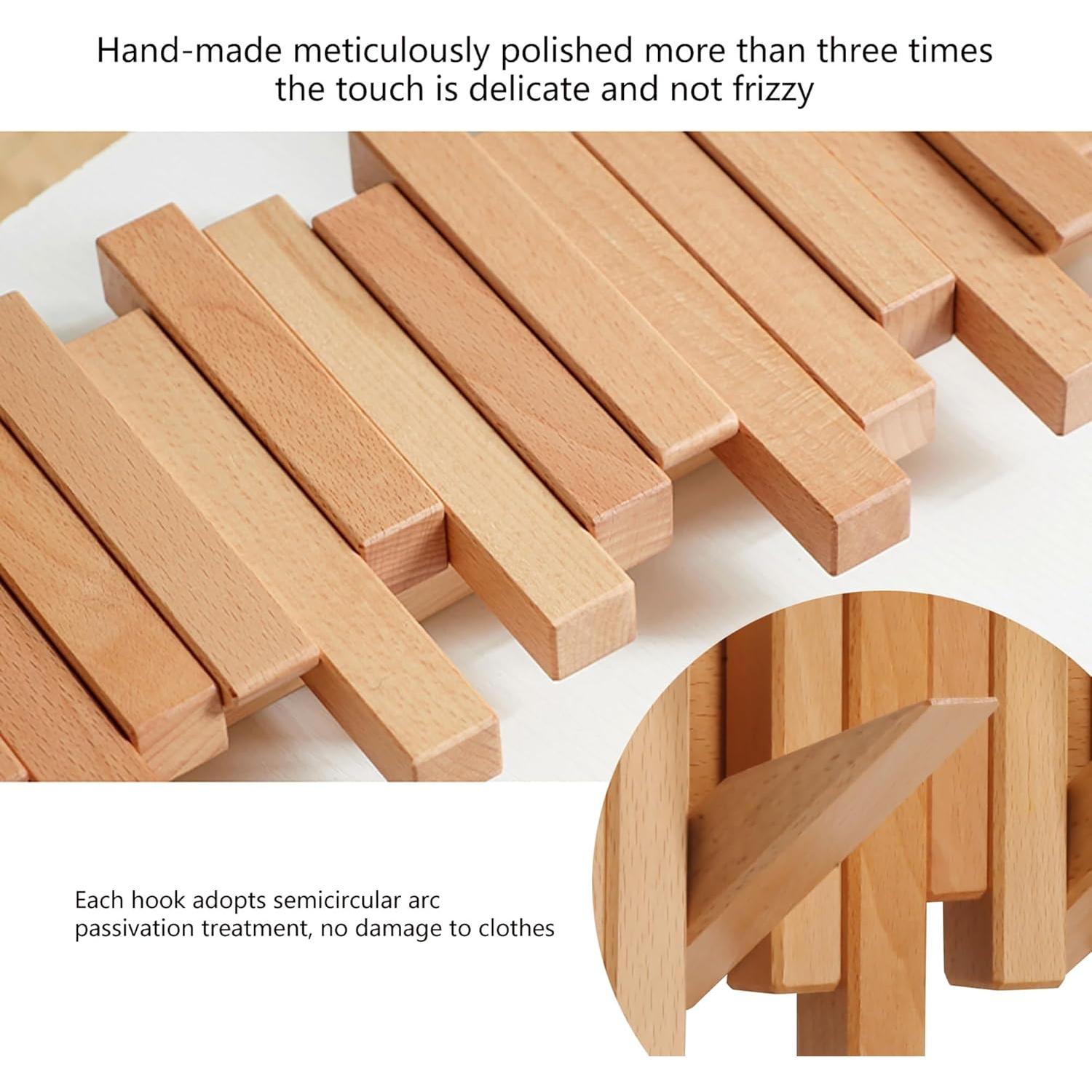 Perchero de Madera Haya Acsigesn 7 Ganchos Plegables Moderno