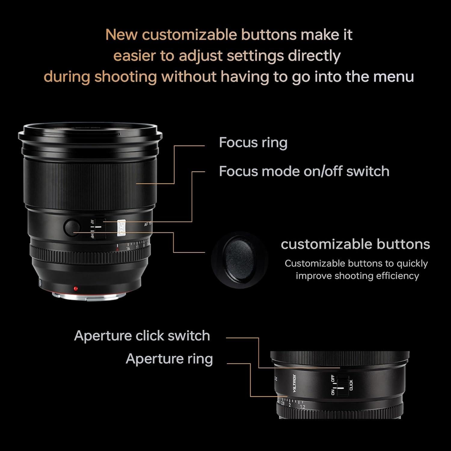 Lente VILTROX 75mm F1.2 E + Filtro 77mm para Sony