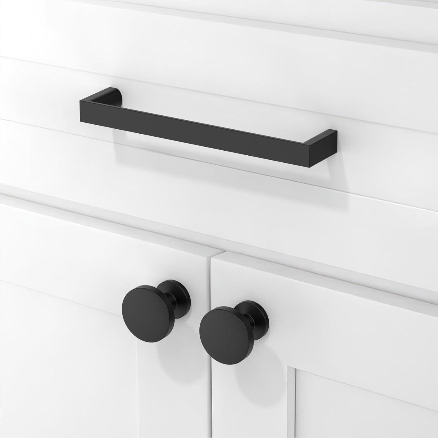 Paquete de 10 Tiradores de Gabinete Asimerdeco 128mm Negro Mate