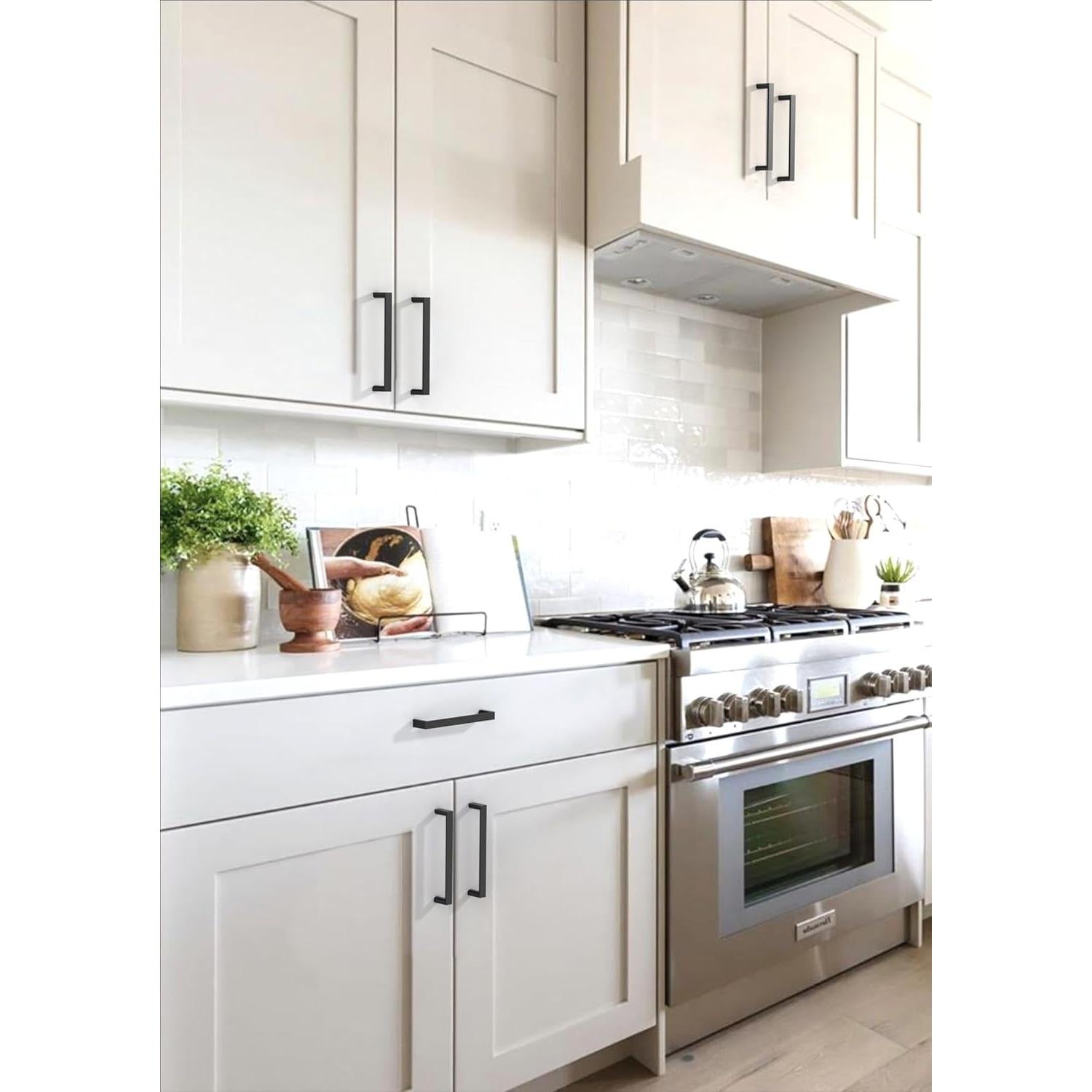 Paquete de 10 Tiradores de Gabinete Asimerdeco 128mm Negro Mate