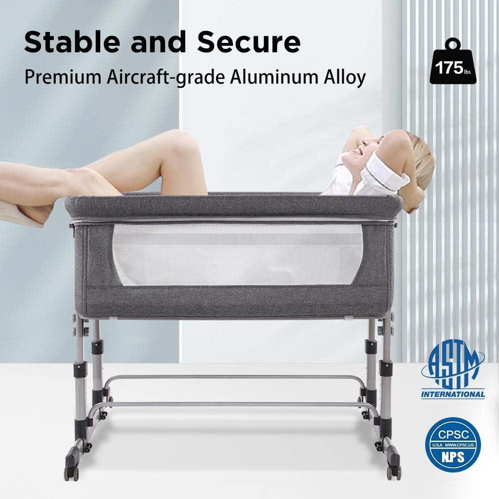 Cuna Gemela Ihoming Co-Sleeper Ajustable Gris 95x90 cm