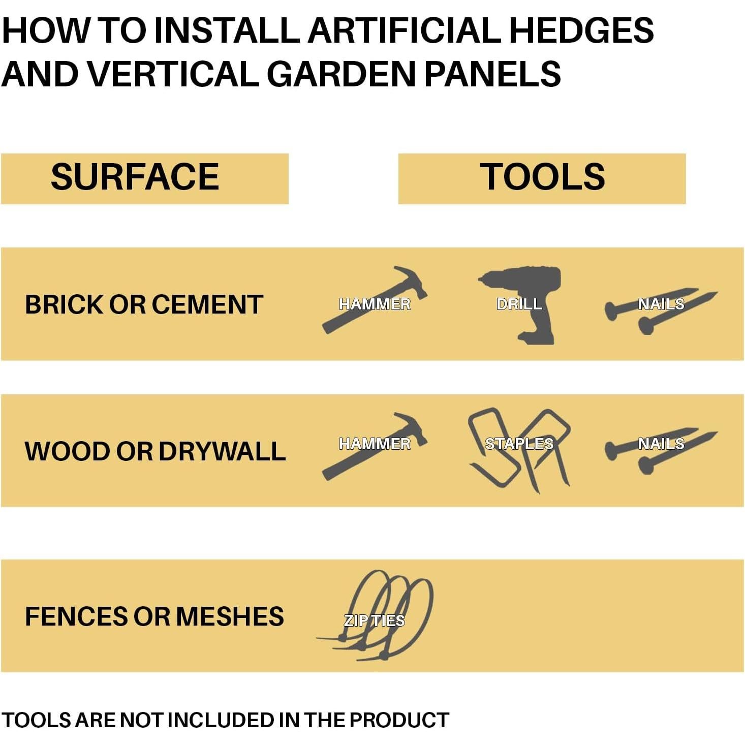 Paneles de Boxwood Artificial COARBOR 8 Piezas 50x50 cm