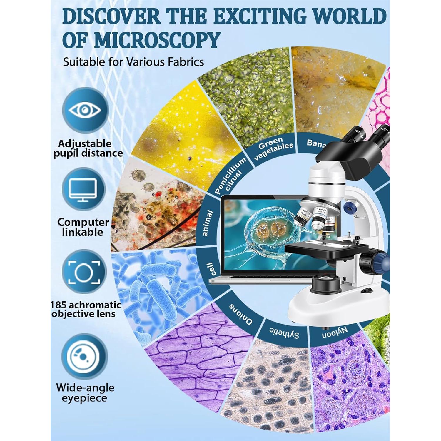 Microscopio Binocular Woehrsh 40X-2000X con Cámara USB