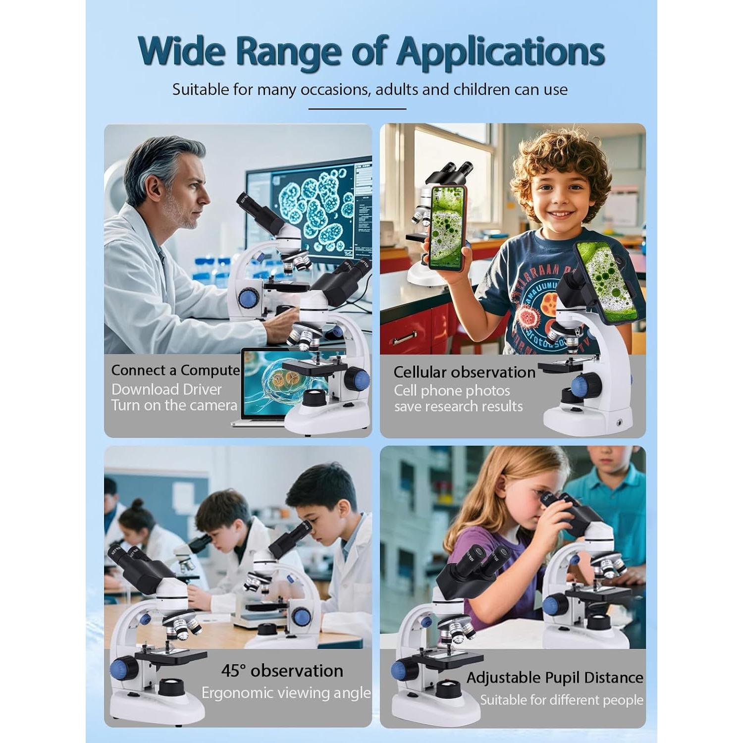 Microscopio Binocular Woehrsh 40X-2000X con Cámara USB