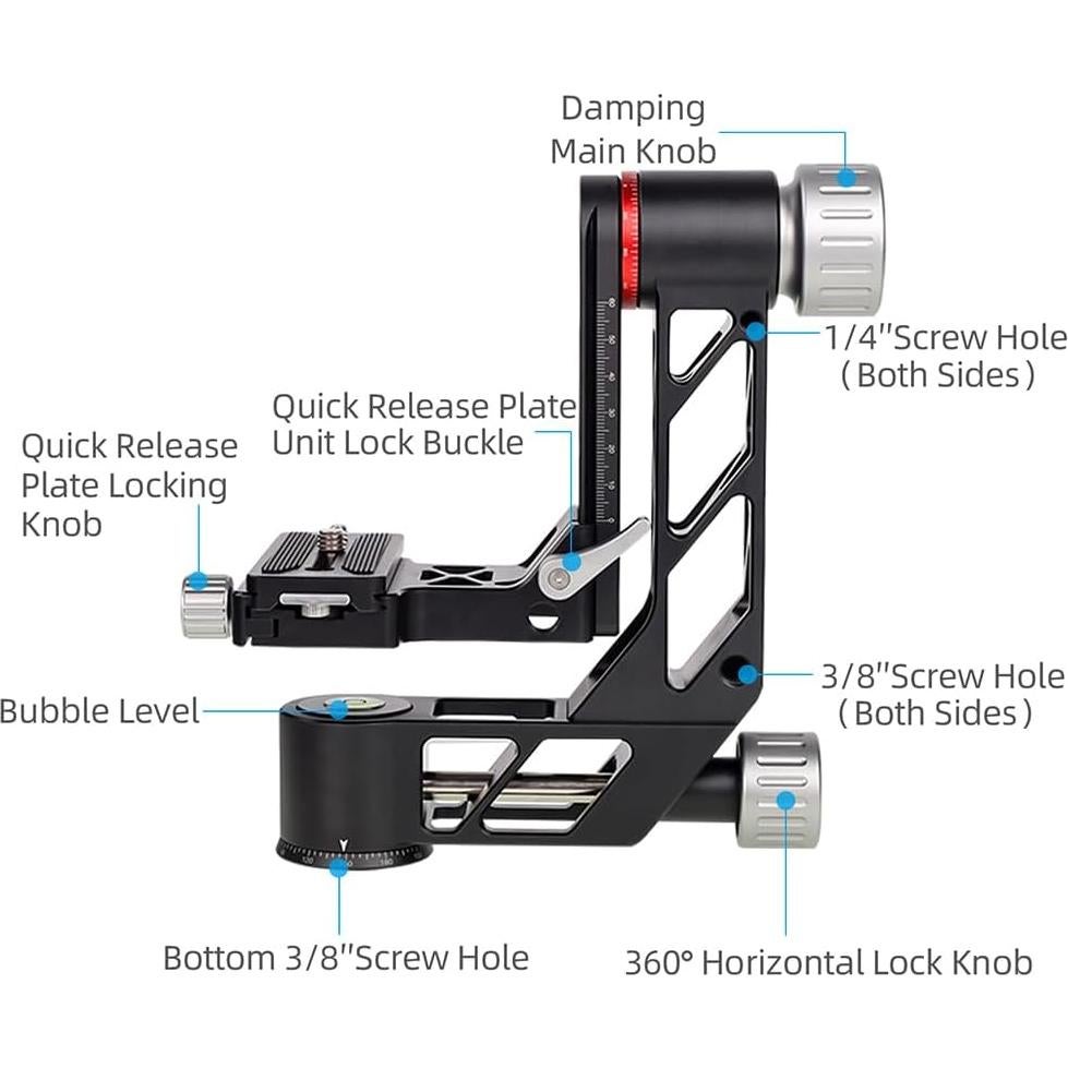Cabezal de trípode XILETU 360° con placa QR Arca-Swiss 25kg