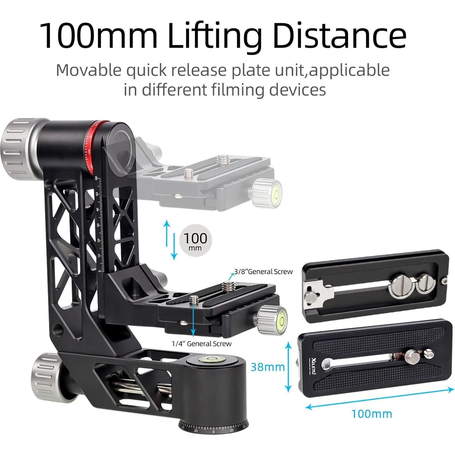 Cabezal de trípode XILETU 360° con placa QR Arca-Swiss 25kg