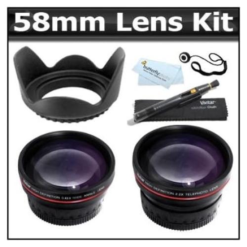 Kit Lentes 58mm Telefoto 2x y Gran Angular para Canon