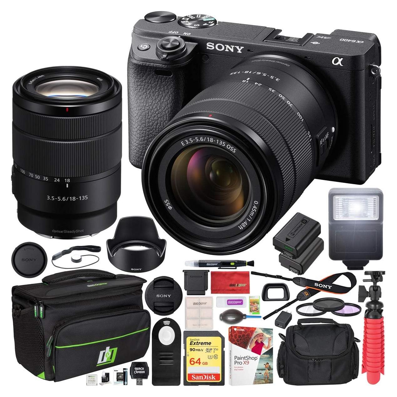 Cámara Sin Espejo 4K Sony a6400 ILCE-6400M/B con Lente 18-135mm